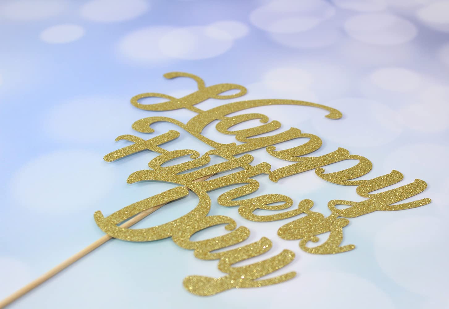 Gold Glitter Happy Father's Day Cake Topper - Elegant Party Decoration for Dad's Birthday, Retirement & Anniversary Cakes - Perfect for Father's Day Celebrations & Special Occasions