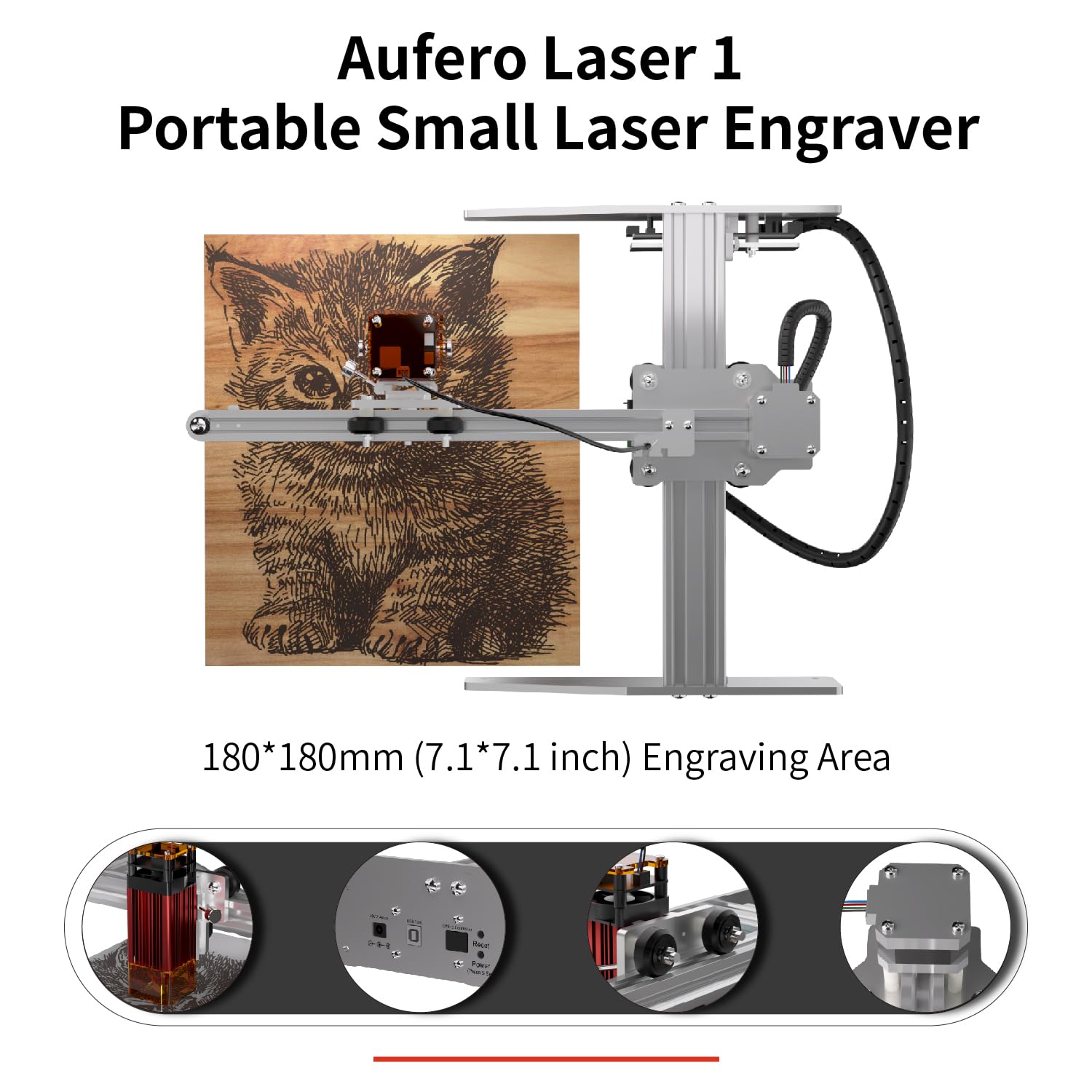 Aufero 5W Laser Engraver Machine for Wood, Leather & Metal - Compact 7.1x7 Inch Engraving Area, DIY Crafts & Personalized Gifts - Beginner-Friendly Desktop Laser Engraving Tool for Home, Small Business & Hobbyists