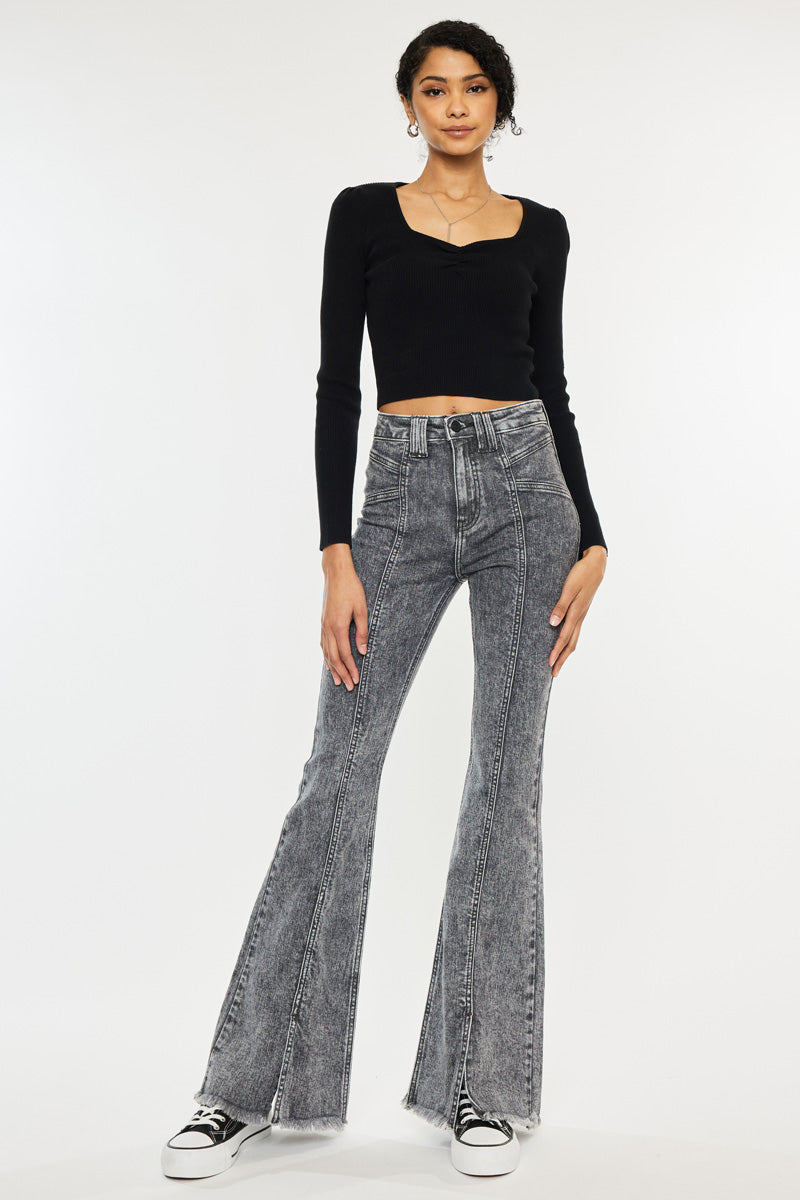 Lucine High Rise Flare Jeans for Women - Stretchy Denim Pants with Bootcut Leg | Perfect for Casual Wear, Date Night & Office Outfits