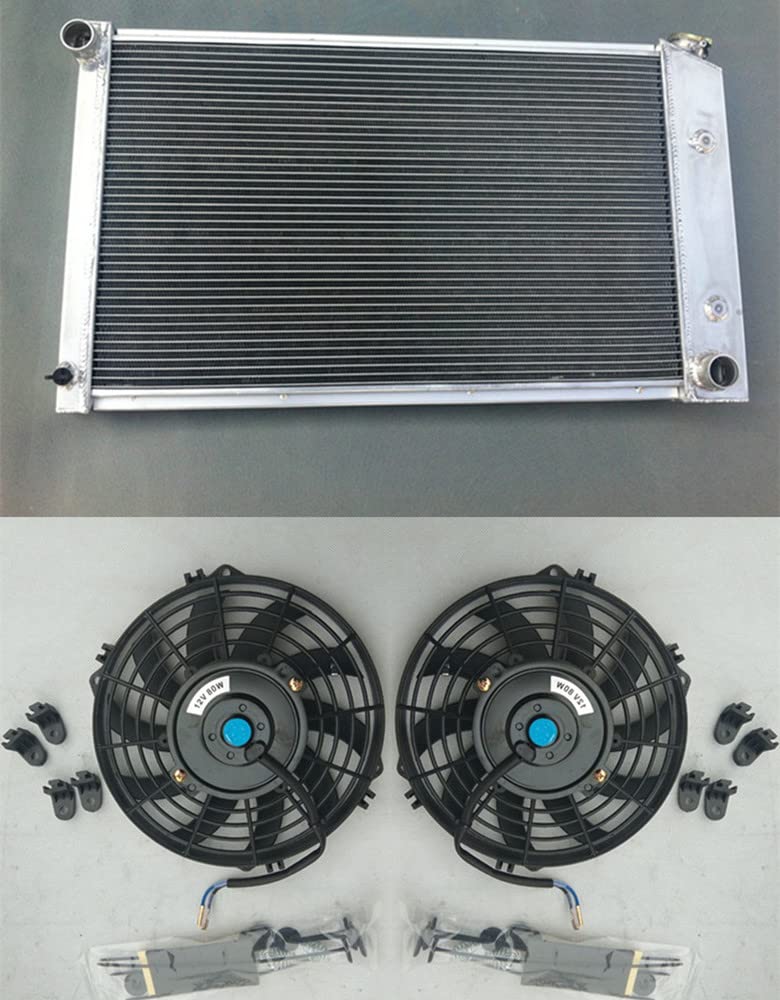High Performance 3 Row Aluminum Radiator with Dual Fans for 1970-1981 Pontiac Firebird/Trans Am V8 I6 - Perfect for Engine Cooling & Summer Driving