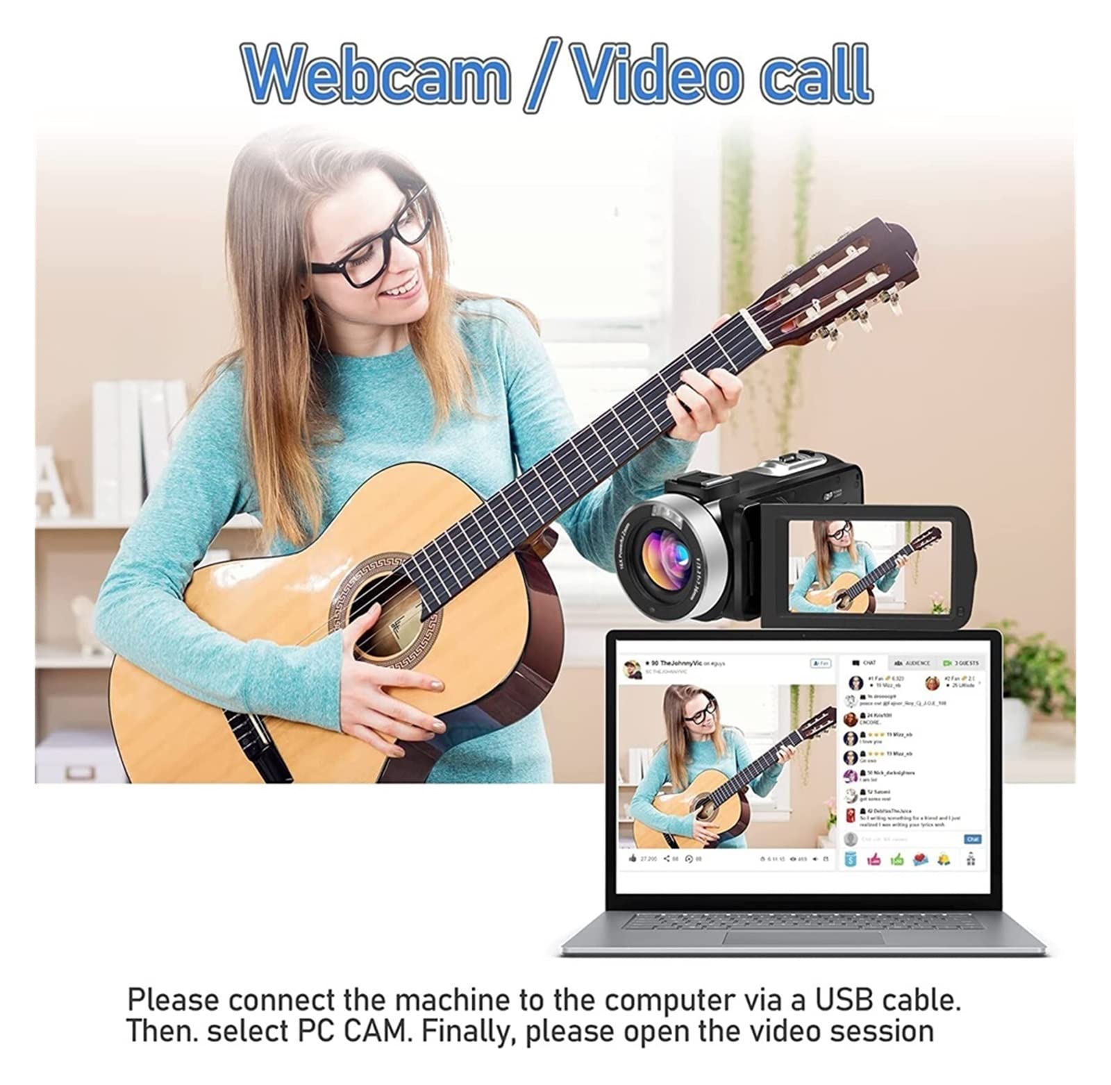 AUBEST 4K 48MP Digital Camcorder with Mic Lens - for Vlogging, Streaming & Time-Lapse Recording