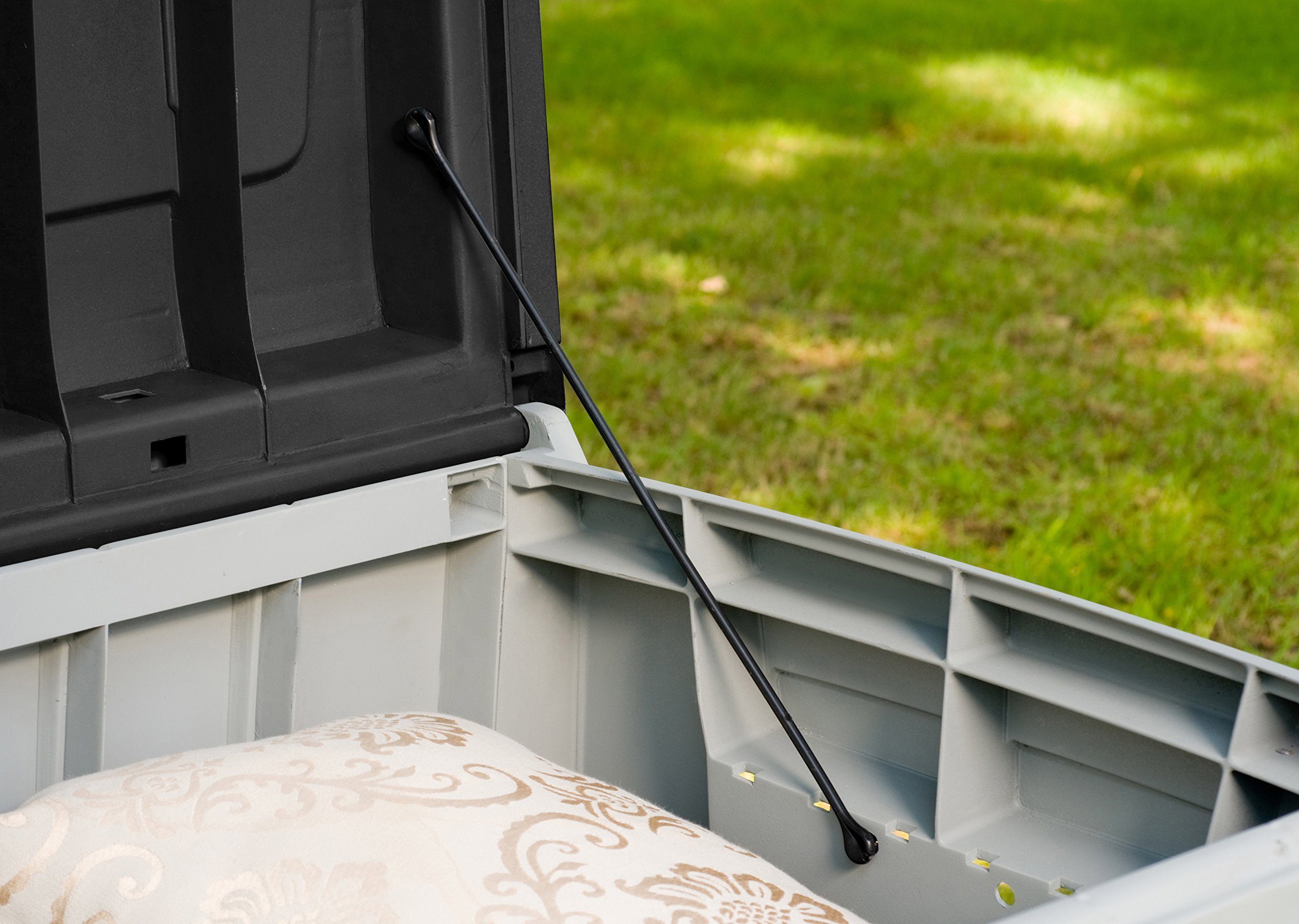 Durable Keter 90-Gallon Plastic Deck Storage Box for Outdoor Patio & Garden Furniture – Weather-Resistant, Black/Gray – Perfect for Storing Cushions, Tools & Pool Accessories
