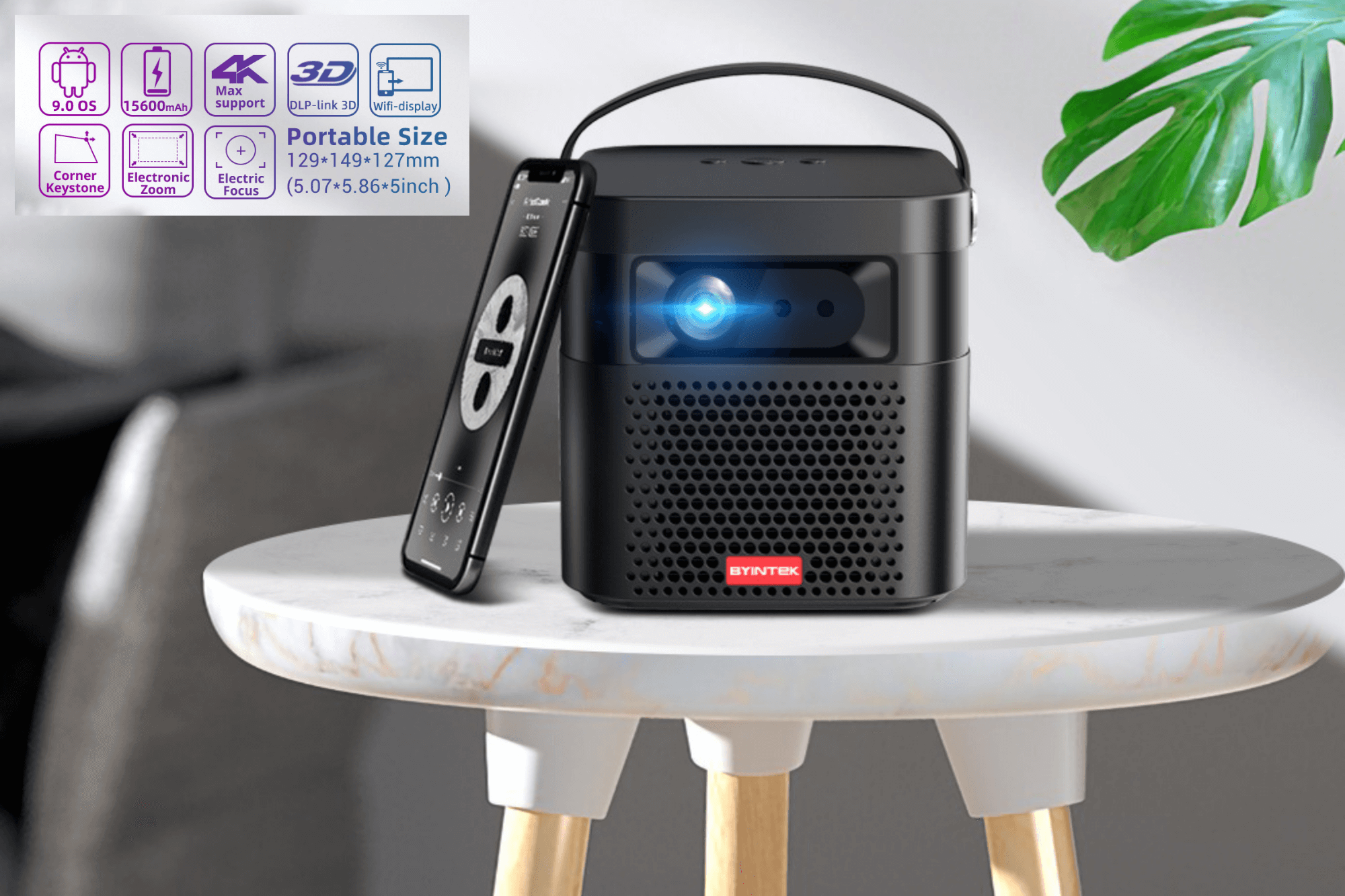 Smart 3D Portable Projector TL 70 - Full HD 1080P, WiFi & Bluetooth, Home Theater Movie Projector for Indoor/Outdoor Movies, Gaming, and Presentations