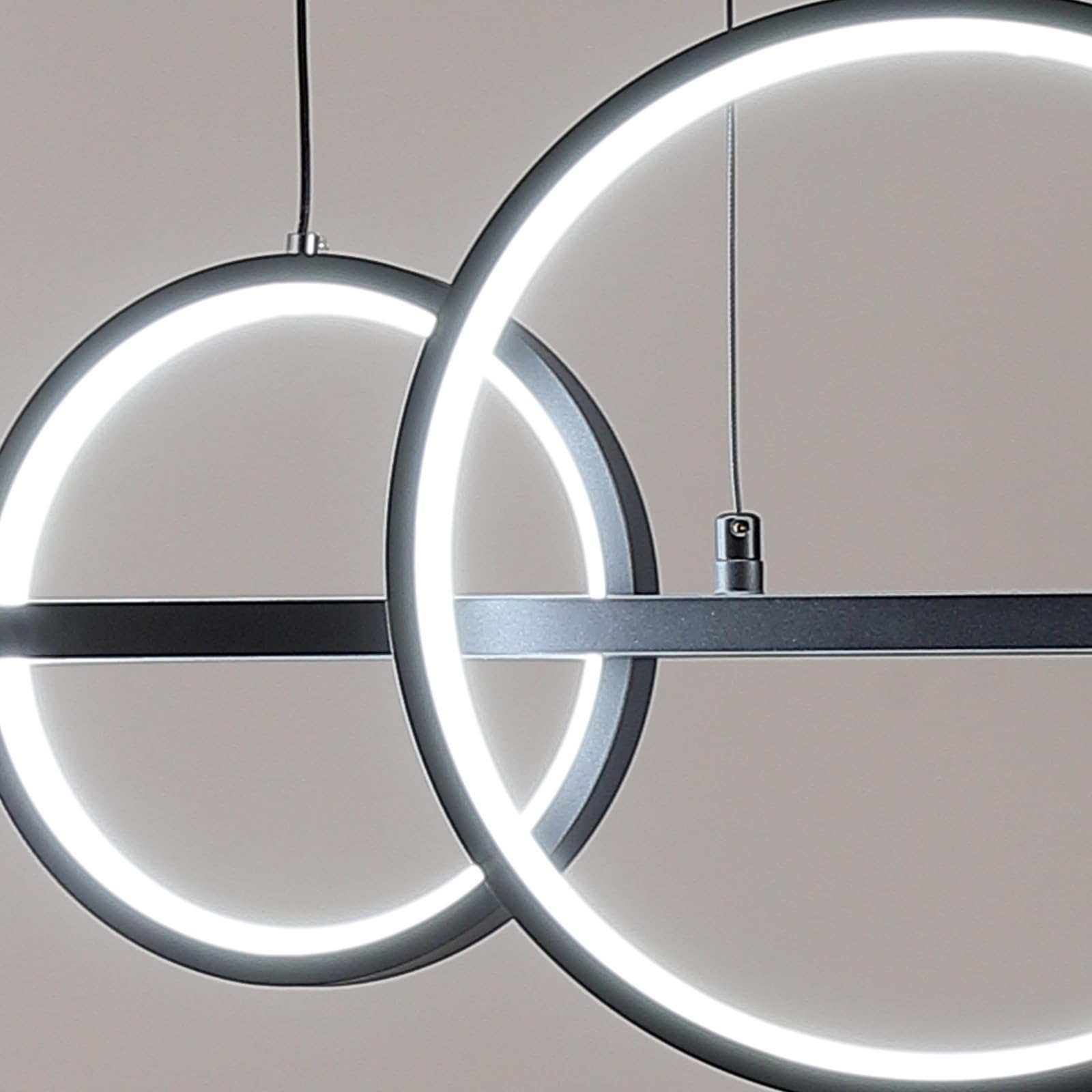 Modern LED Chandelier for Dining Room - Dimmable Black Gold Kitchen Island Pendant Light, Linear Ring Globe Ceiling Fixture | Perfect for Contemporary Home Decor, Restaurant Lighting & Open Concept Spaces