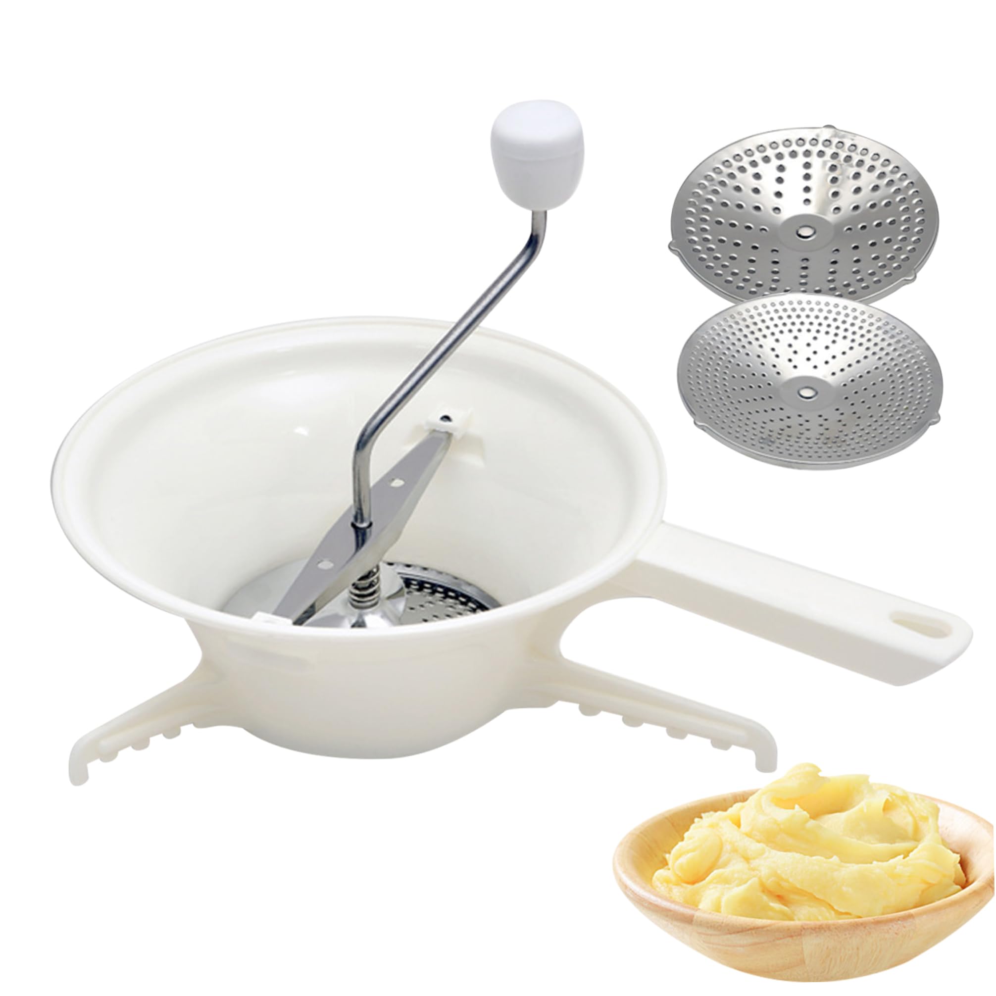 Premium 3-in-1 Plastic Food Mill with 3 Grinding Discs - Perfect for Canning, Making Tomato Sauce, Applesauce, Puree, Mashed Potatoes, Jams & Baby Food - Ideal for Home Kitchens, Restaurants & Food Preservation