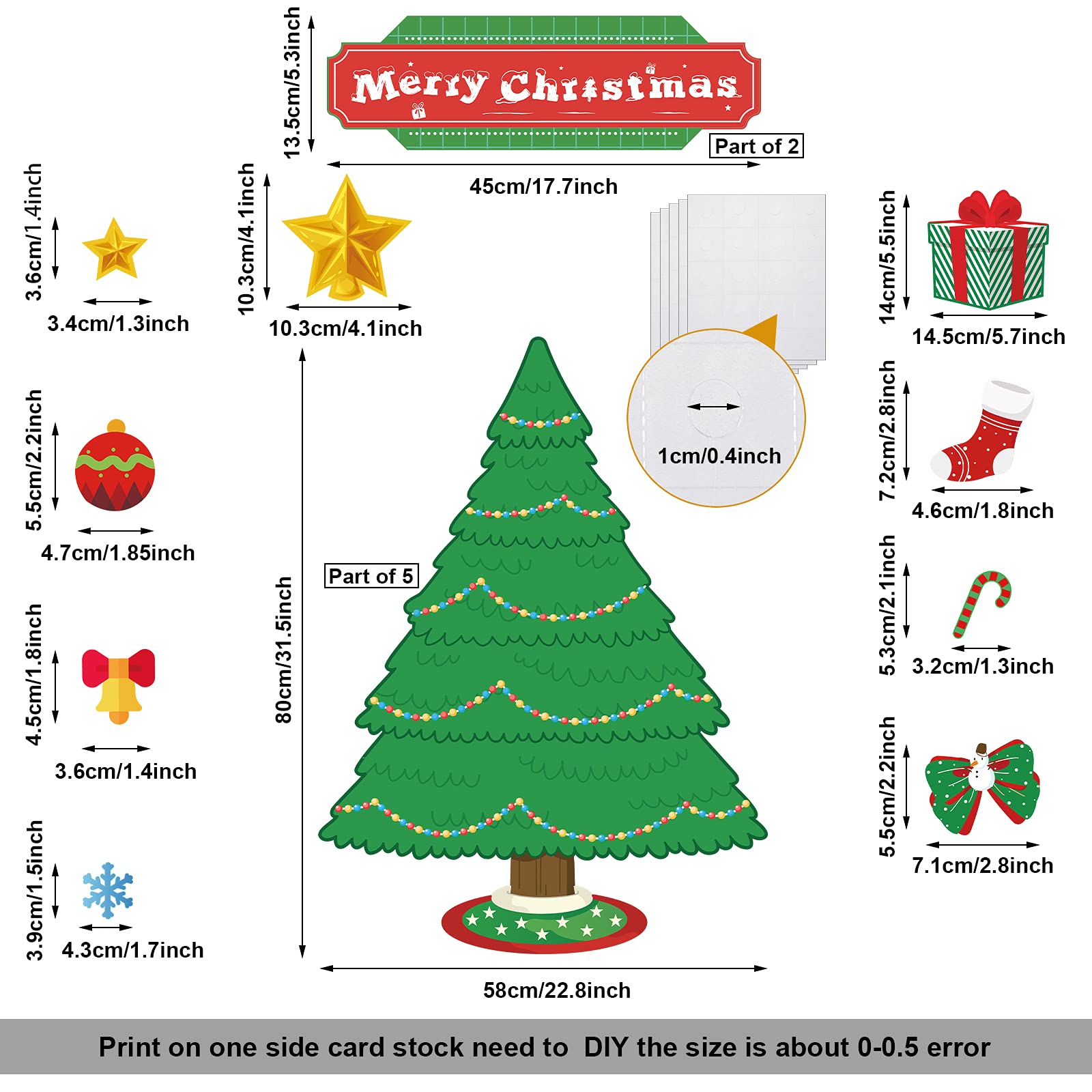 71 Piece Christmas Classroom Decor Set - Tree, Banners, Candy Canes, Stars, Bells, Snowflakes, Presents, Stockings & Bows - Holiday Party, School Bulletin Board & Winter Classroom Decoration Kit
