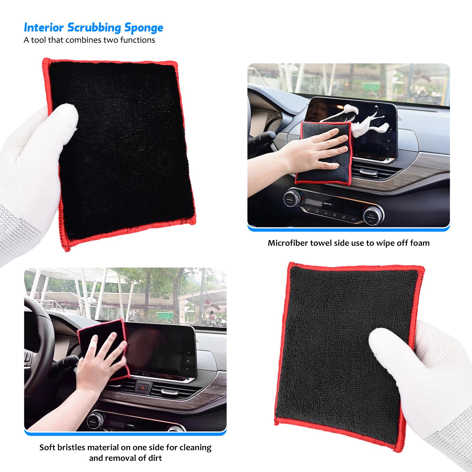 EHDIS Car Interior Detailing Kit - 12-Piece Car Cleaning Brush Set with Duster, Microfiber Towel (1200gsm) & Scrubbing Sponge | Perfect for Auto Detailing, Dashboard Cleaning & Interior Maintenance
