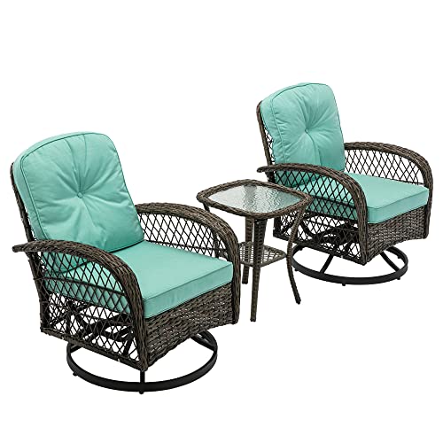 Brown/Blue Cushion(2pc Swivel Chair & 1pc Table)