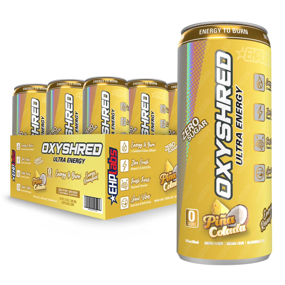EHP Labs OxyShred Ultra Energy Drink RTD - 12 Pack (355ml Each) | Fat Burning & Performance Booster | Pre-Workout, Gym & Fitness Fuel