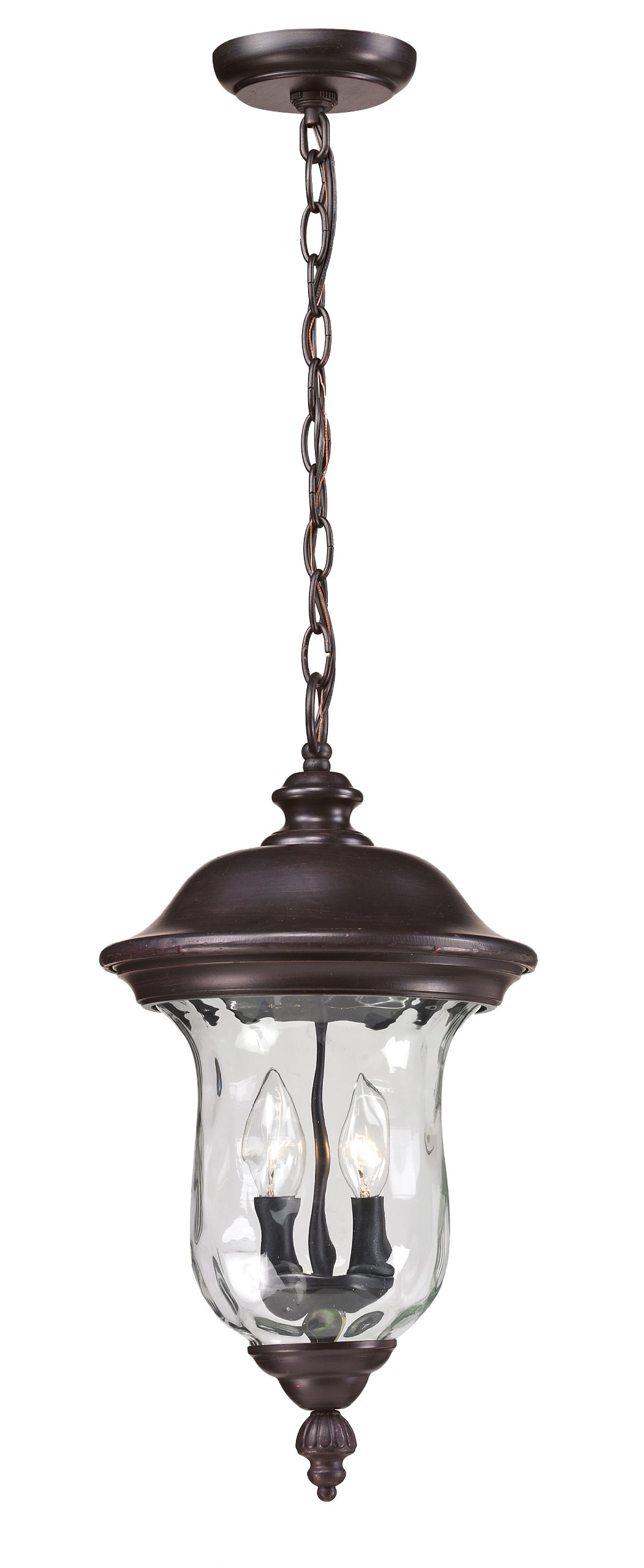 Z-Lite 533CHM-RBRZ Armstrong Outdoor Chain Light - Aluminum Frame with Bronze Finish & Clear Water Glass Shade - Perfect for Patio, Garden, Porch, and Backyard Lighting