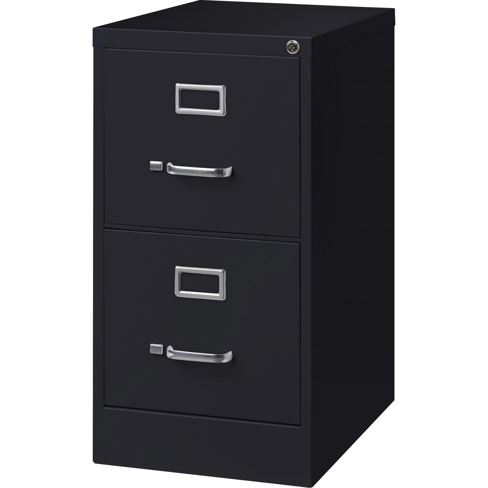 Lorell 2-Drawer Black Metal File Cabinet with Lock - 22
