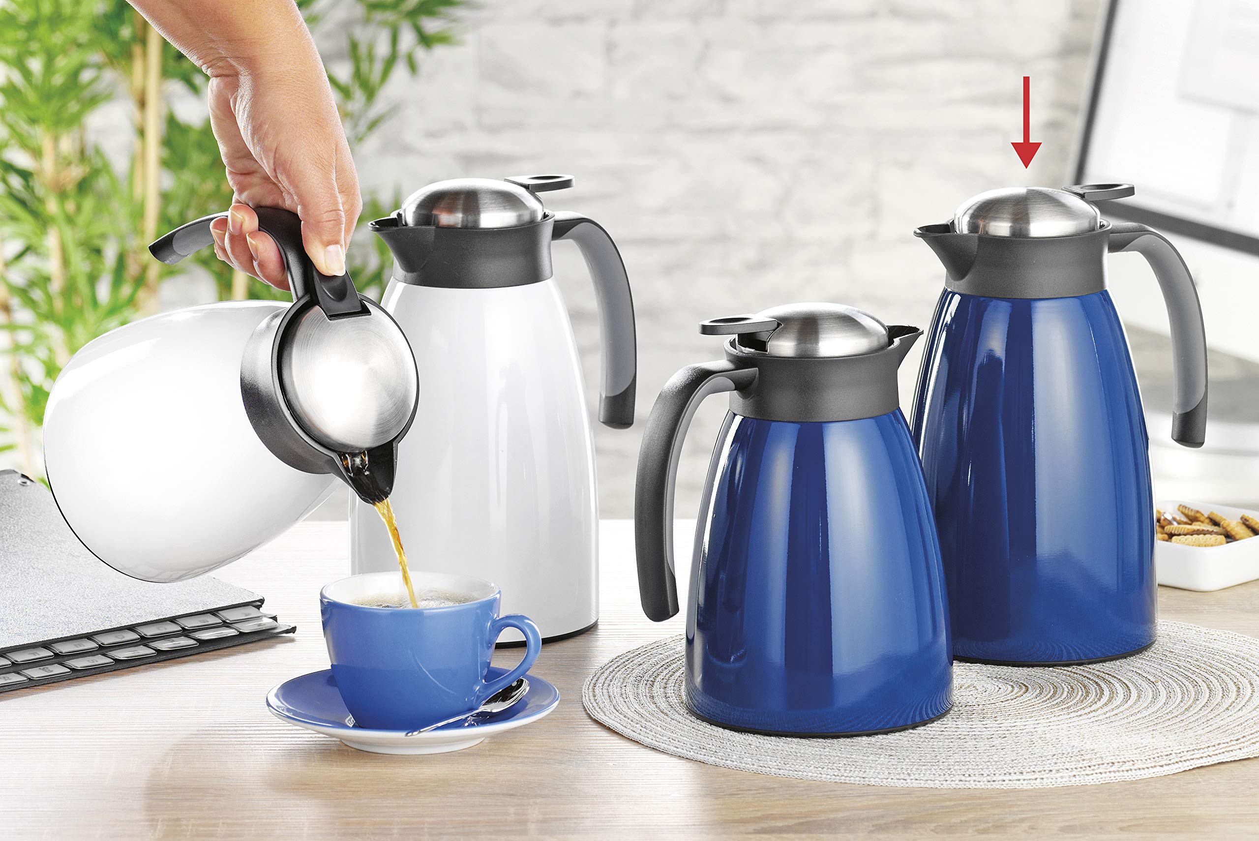 Esmeyer Stainless Steel Vacuum Insulated Water Jug - 34oz, Blue, 14 x 14 x 25 cm - Perfect for Camping, Office & Outdoor Activities