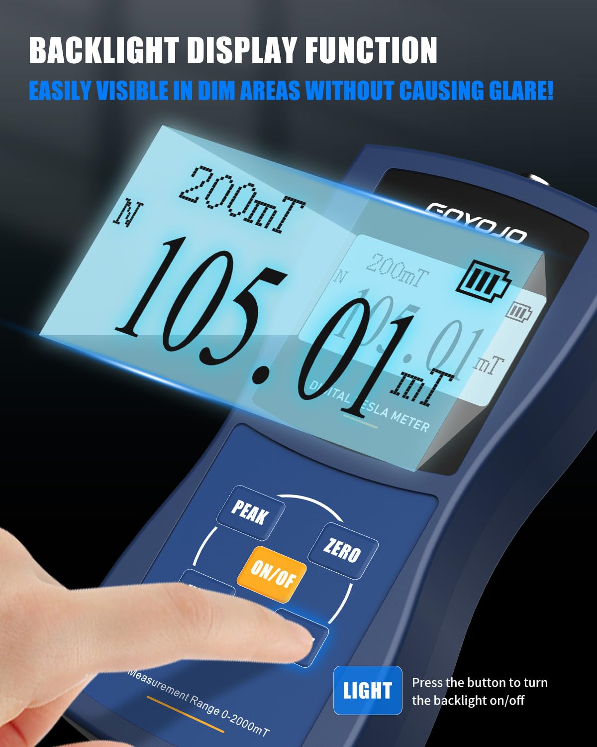 High Precision Digital Gauss Meter & Tesla Meter with Metal Probe - Auto Data Recording, N/S Polarity Identification - Magnetic Field Tester for Residual Magnetism, Nondestructive Testing - Ideal for Industrial QA, Physics Labs & Electronics Repair