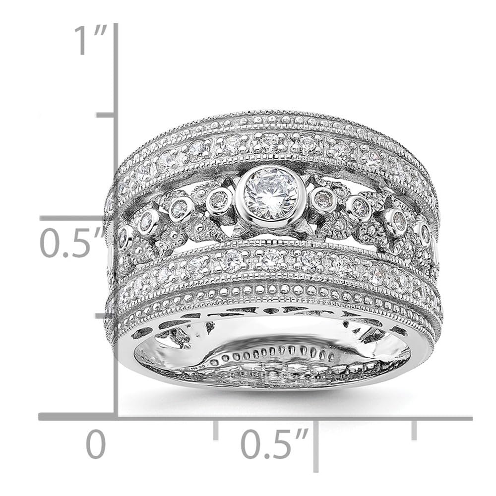 Sterling Silver Rhodium Plated Cubic Zirconia Wedding Ring for Women - Elegant CZ Engagement Band, Size 4-10, Perfect for Proposals, Anniversaries & Bridal Jewelry Sets