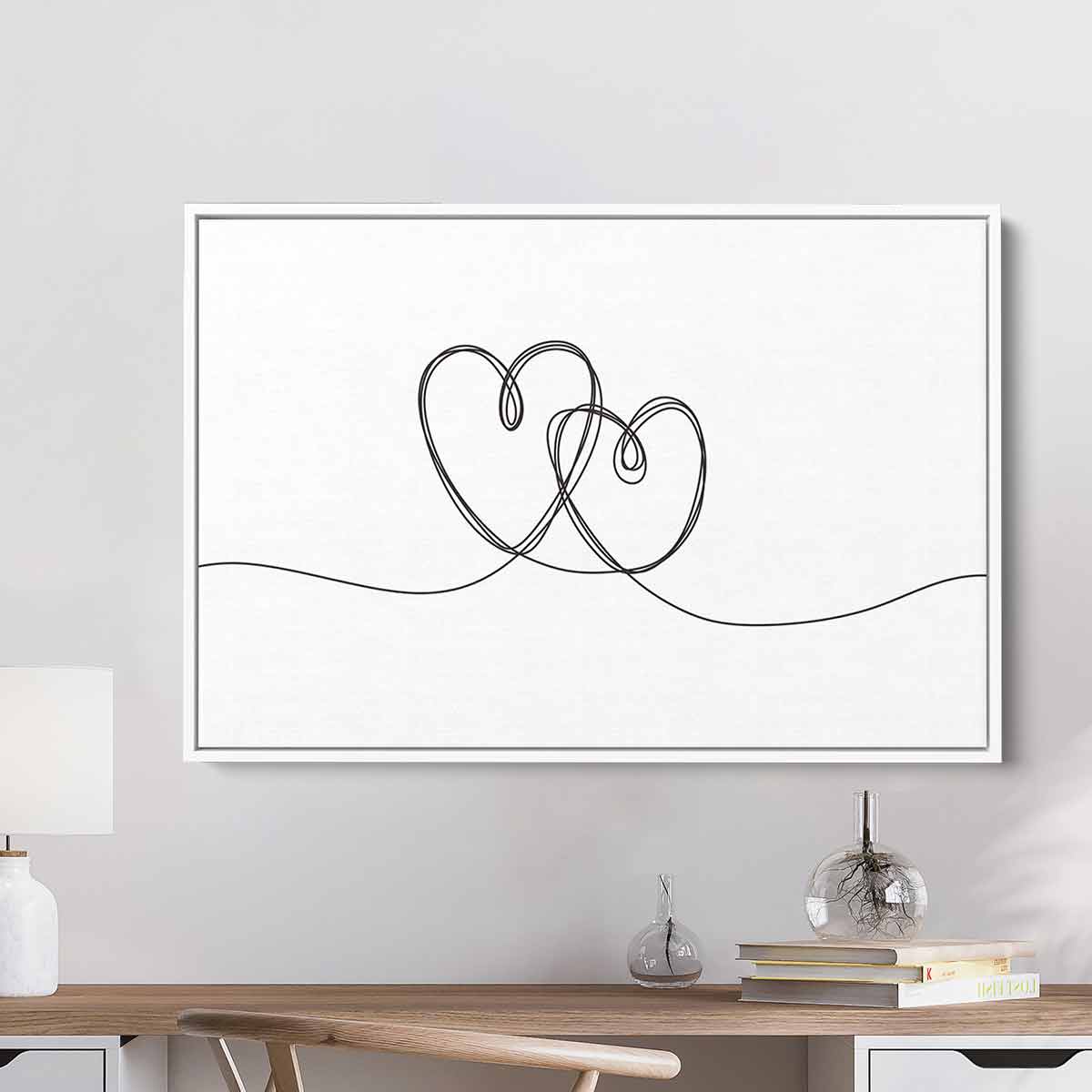 Black Heart Wall Art Canvas Print - Modern Gothic Home Decor for Living Room, Bedroom & Office - 4490