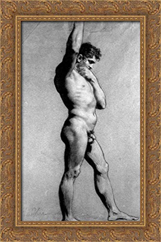 Pierre Paul Prud'hon Male Nude Art - 16x24 Gold Ornate Wood Framed Canvas Painting - Classic Renaissance Wall Decor for Living Room, Bedroom & Office