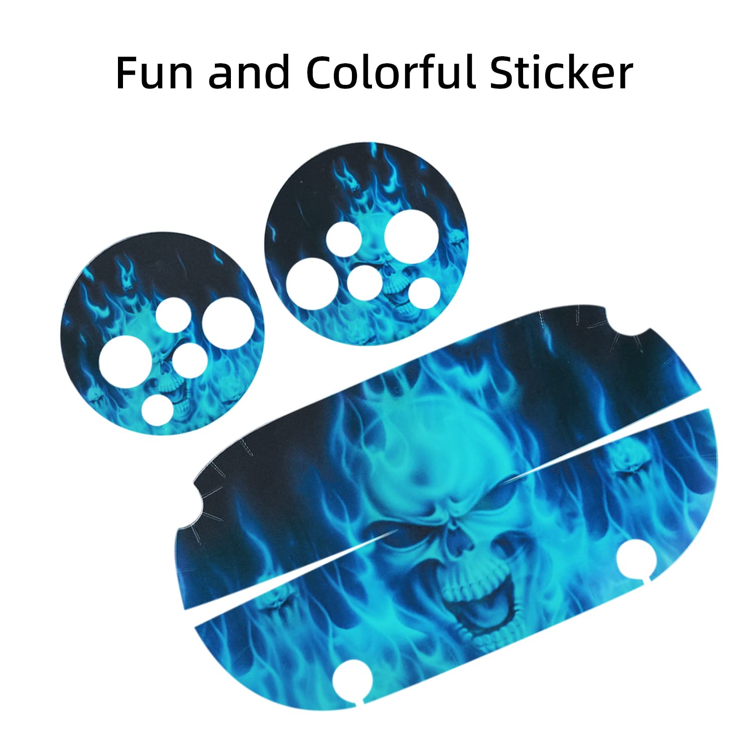 Mcbazel Protective Stickers for Oculus Quest 2 VR PU Case Controller Grip - Blue Skull Design | Enhance Grip & Prevent Scratches for VR Gaming Accessories
