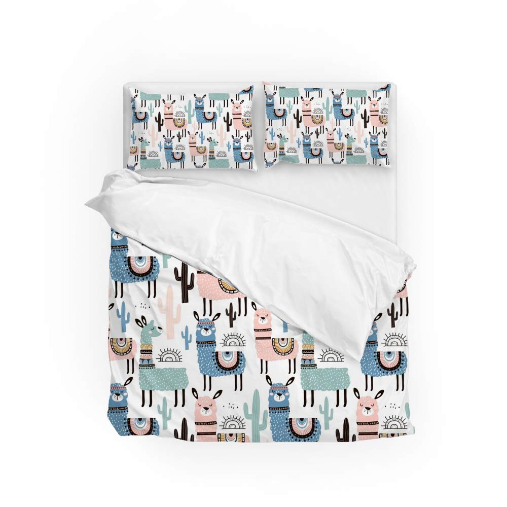 LifeCustomize Cactus Llama Duvet Cover Set - 2 Piece Kids Bedding with Pillowcase, Twin Size Comforter Cover for Boys & Girls - Perfect for Nursery, Kids Room Decor and Cozy Bedtime