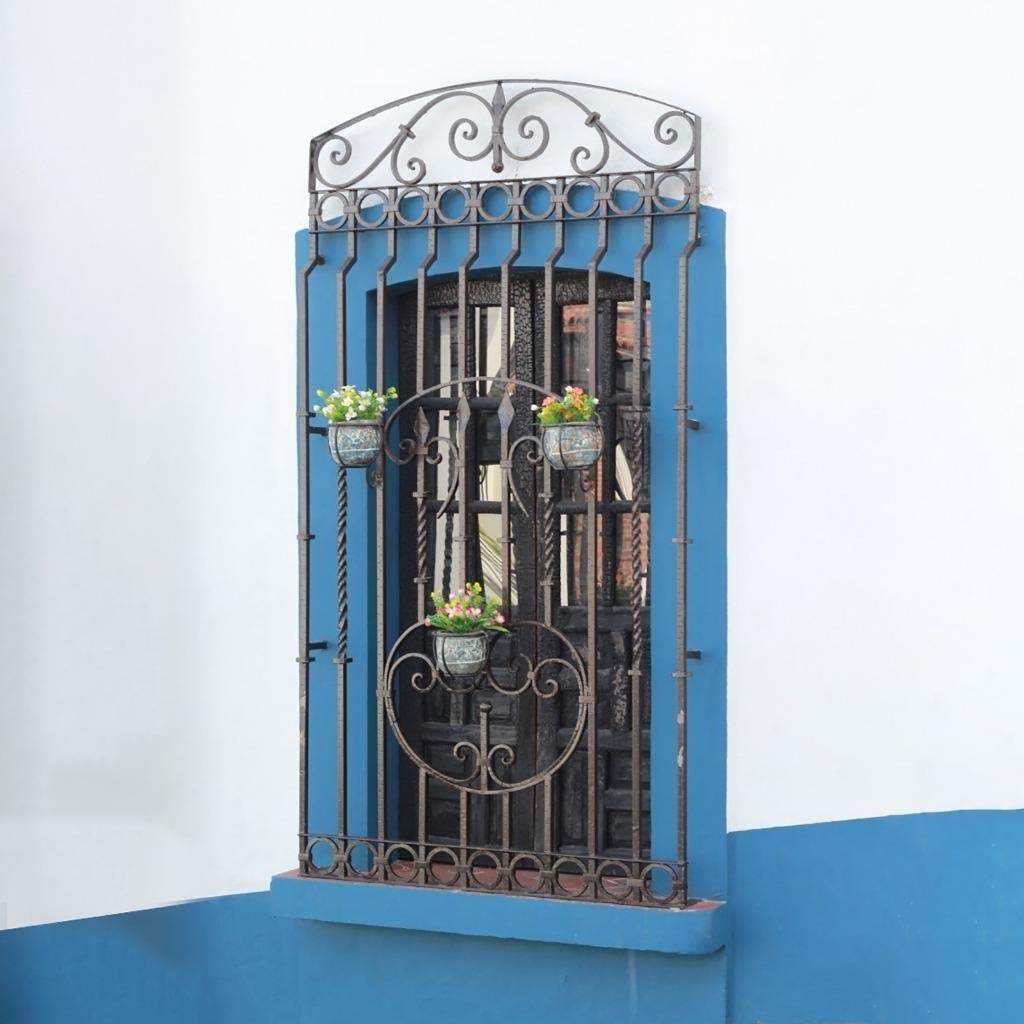 4 Pack Hanging Planters for Railings - Metal Flower Pot Holders with Iron Stand, Balcony Garden Plant Baskets for Outdoor Decor, Fence & Deck Rail Planter (Round Steel Pots) - Perfect for Patio, Porch, and Urban Gardening Spaces