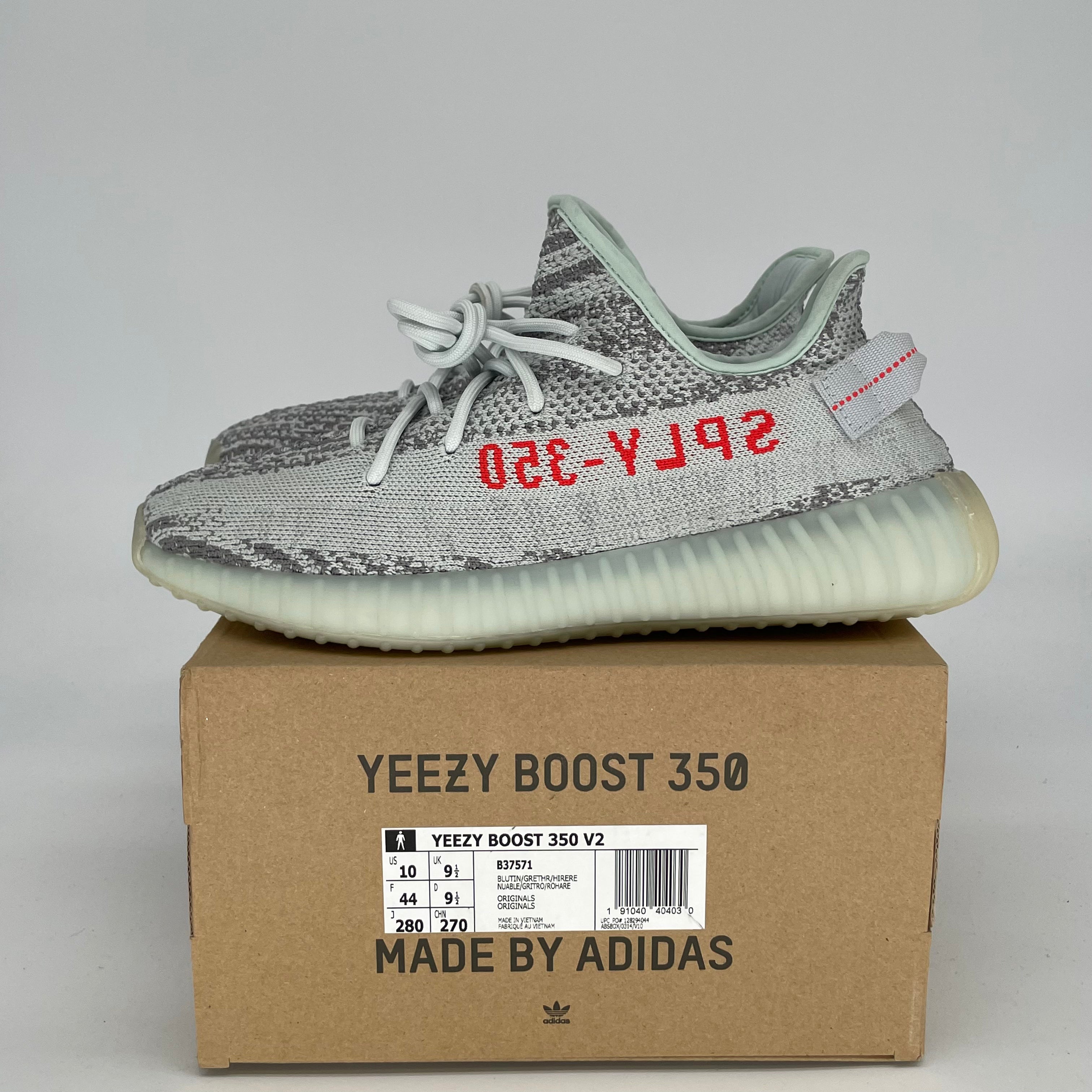 Adidas Yeezy Boost 350 V2 Blue Tint Sneakers - Men's Size 10 / Women's Size 11.5 (Style Code B37571) | Comfortable Running Shoes for Casual Wear & Street Fashion