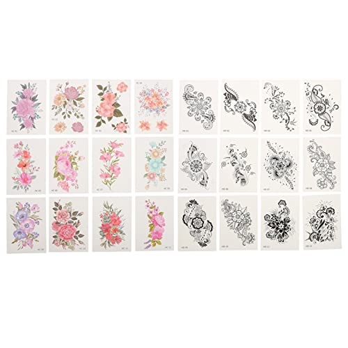 FOMIYES 24Pcs Waterproof Floral Temporary Tattoos - Long Lasting Fake Body Art for Women & Teens - Perfect for Parties, Festivals, Beach Days & Costume Events (Mixed Flower Designs)
