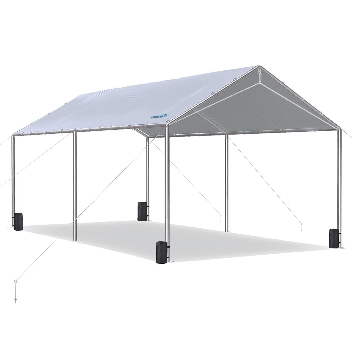 Quictent 10x20 ft Heavy Duty Car Canopy with Galvanized Steel Frame - Waterproof Outdoor Party Tent, Boat Shelter & Vehicle Cover with 3 Reinforced Steel Cables (Gainsboro) - Perfect for Backyard Events, Camping & RV Protection