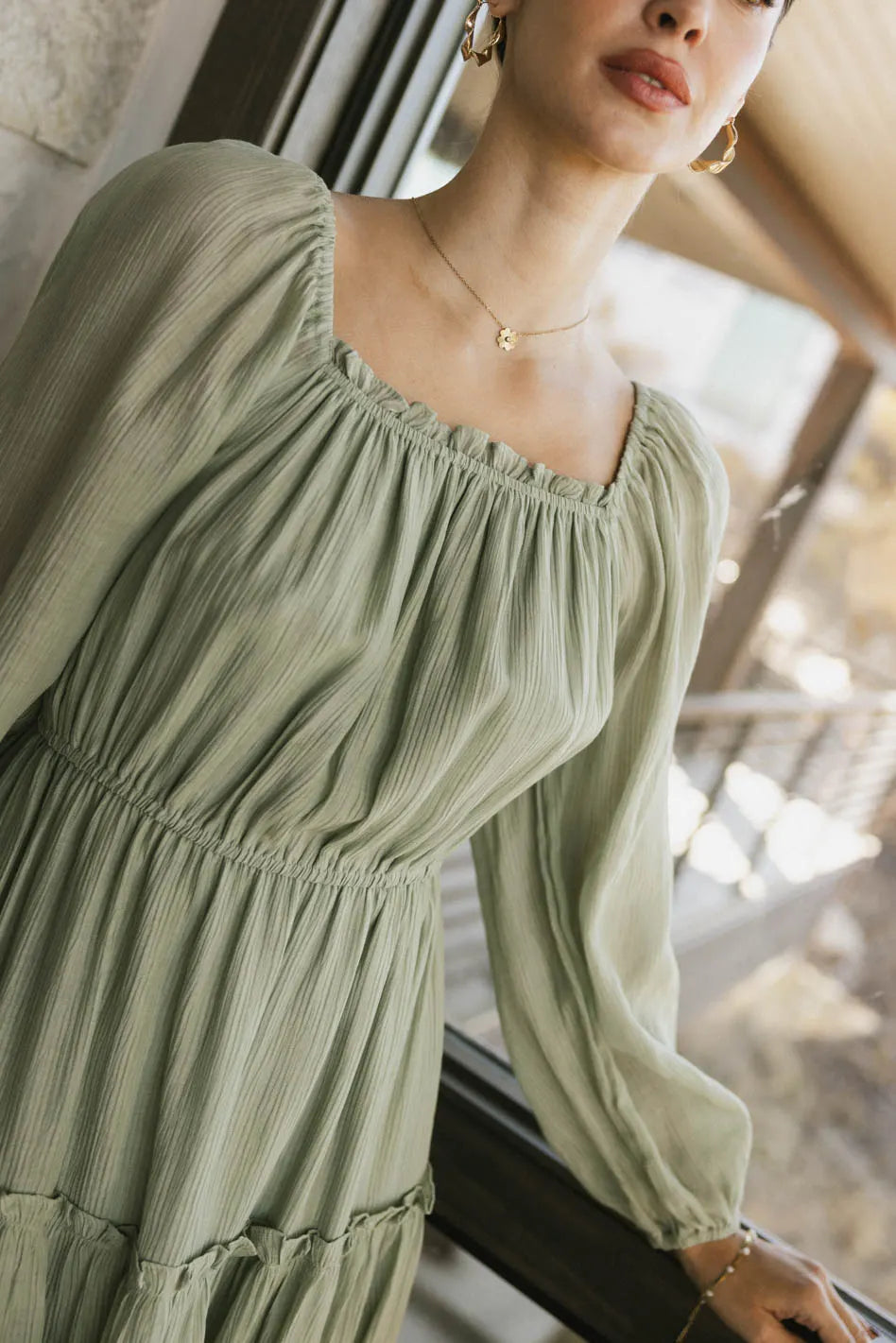 Finnian Midi Dress in Sage Green - Flowy A-Line Summer Dress for Women | Perfect for Beach Vacation, Brunch & Date Night Outfits