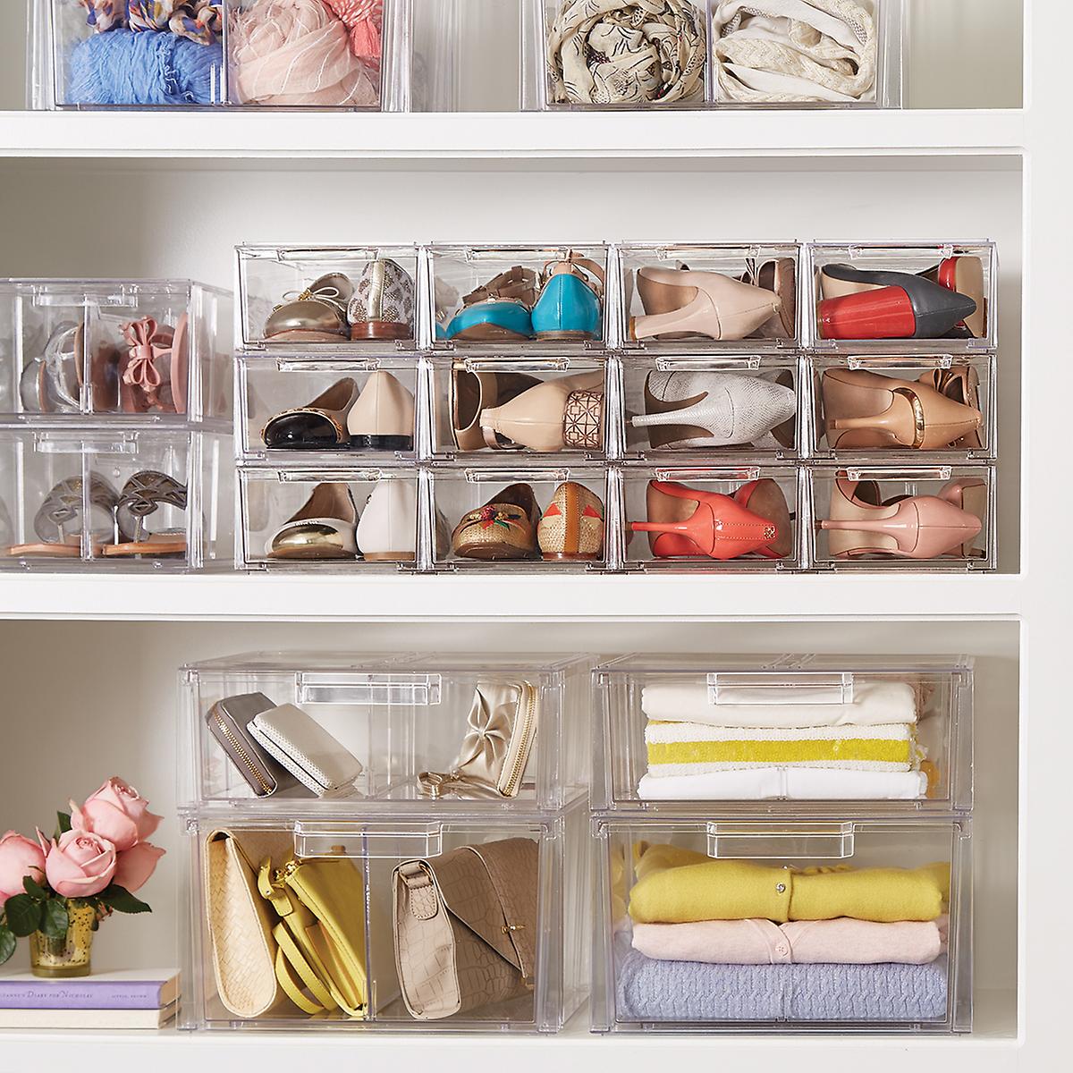 Clear Stackable Shoe Storage Drawers - Organizer for Closet, Bedroom & Entryway (Multiple Sizes) - Perfect for Sneakers, Heels & Boots Organization