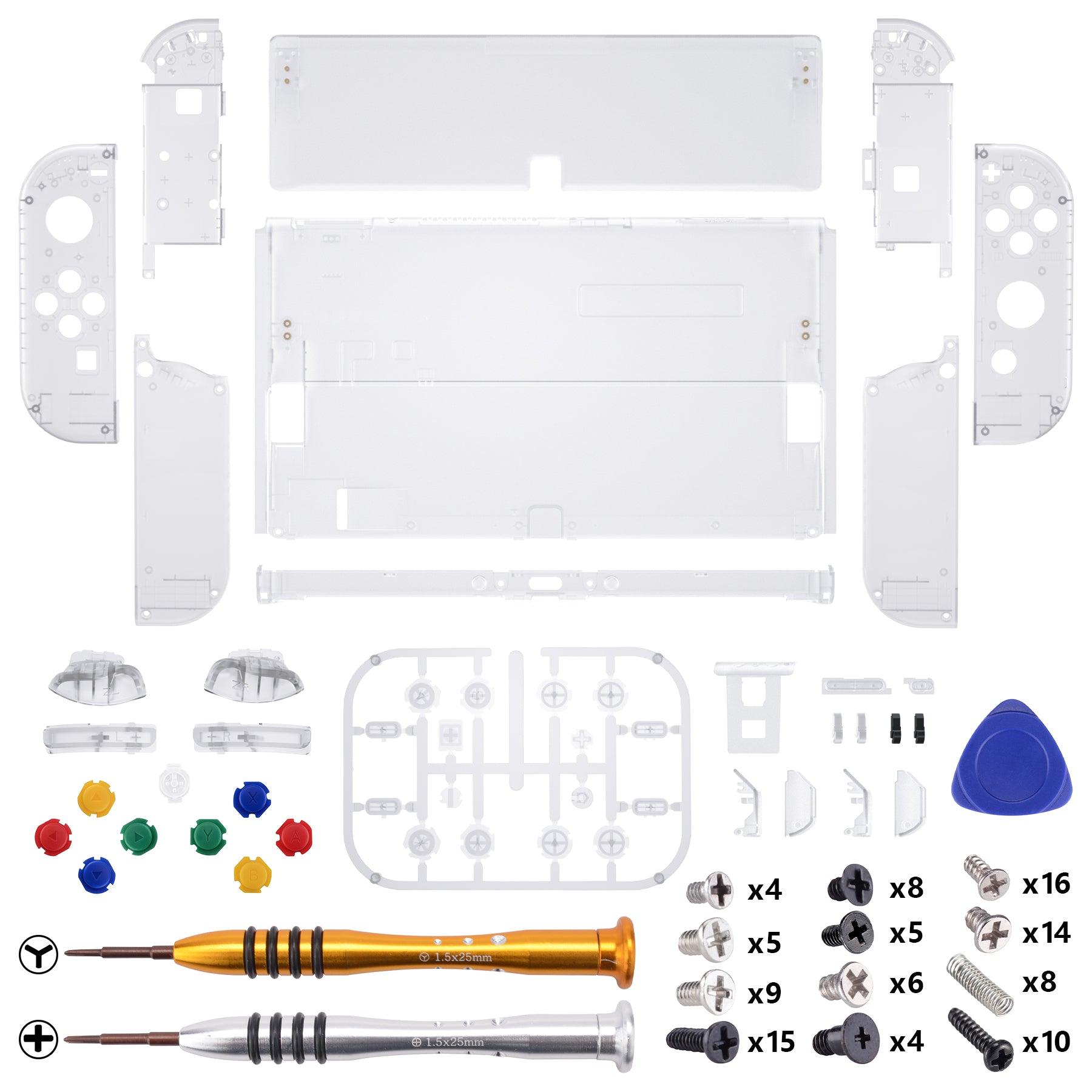 eXtremeRate Clear Custom Replacement Full Set Shell with Buttons for Nintendo Switch OLED - Upgrade Your Gaming Console for Enhanced Protection and Style