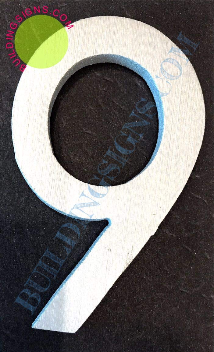 Aluminum Number 9 Door Sign - Rust-Free, Double-Sided Tape, 2.75 Inch (Elegant Brush Silver) - Perfect for Home, Office, or Apartment Door Decor