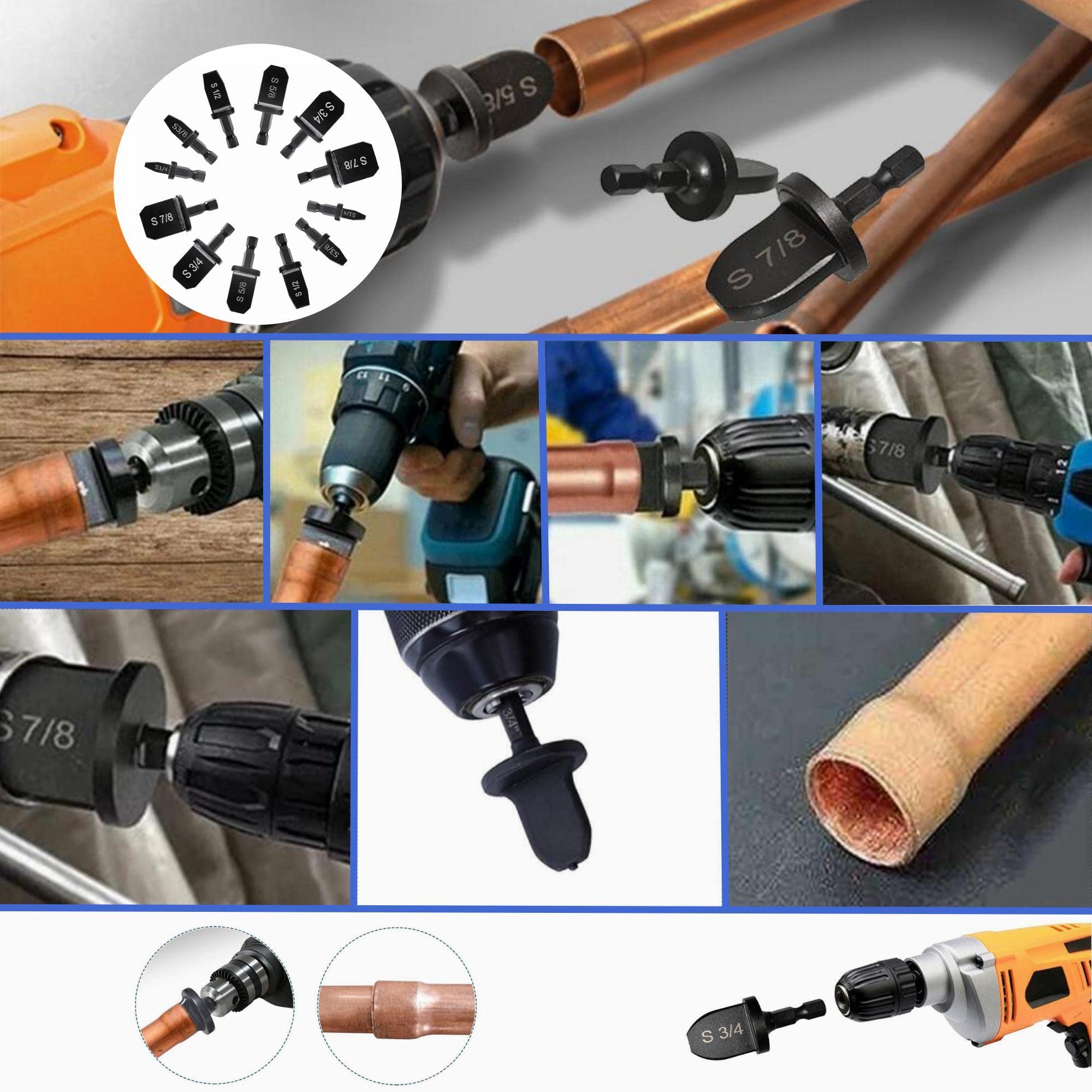 12Pcs HVAC Repair Kit - Manual Pipe Swage Tool with Tube Expander & Boring Drill Bits (1/4