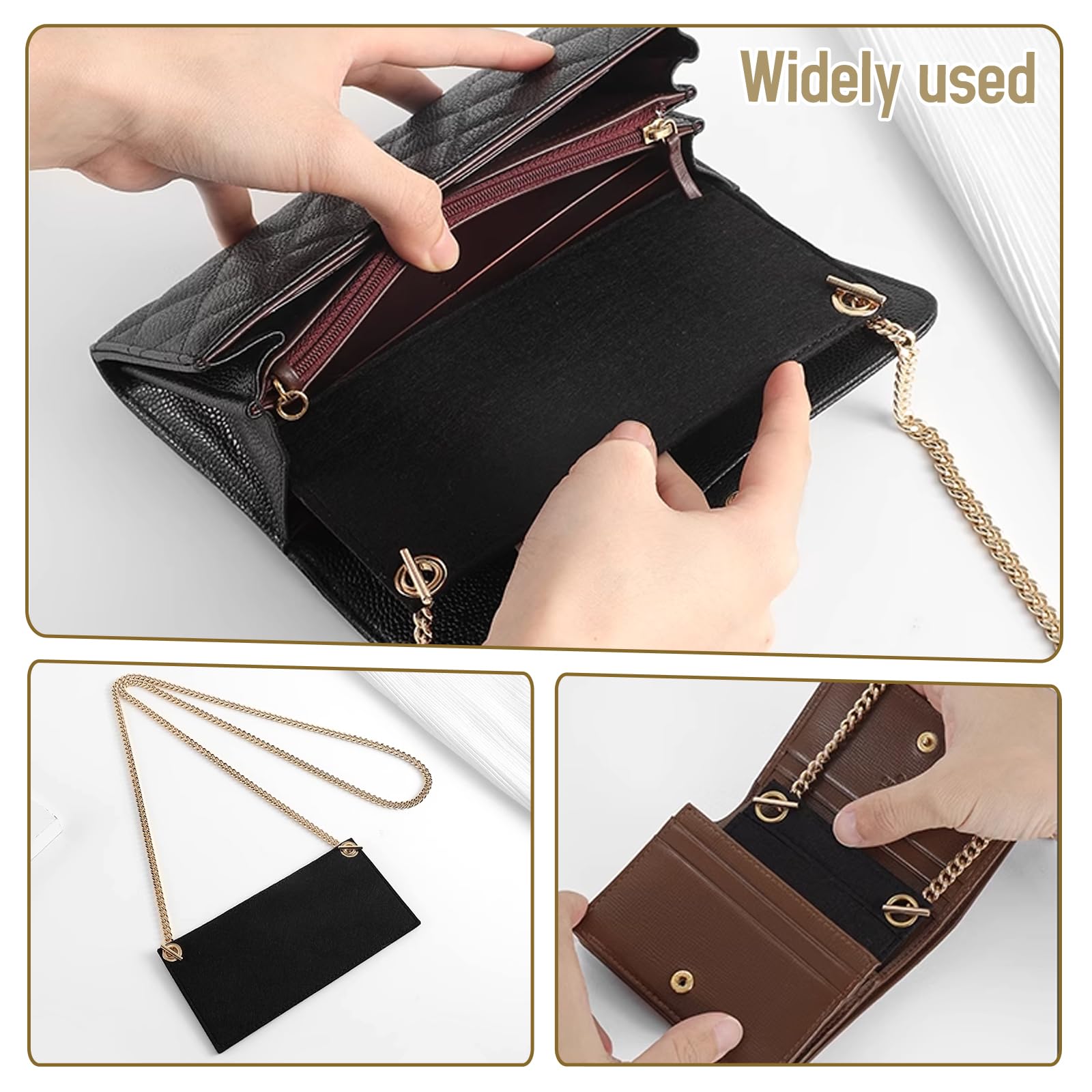 3-Piece Felt Purse Organizer Insert - Handbag Inner Pocket Storage for Tote, Clutch & Envelope Bags | Women's Bag Organizer for Daily Use, Travel & Work Accessories