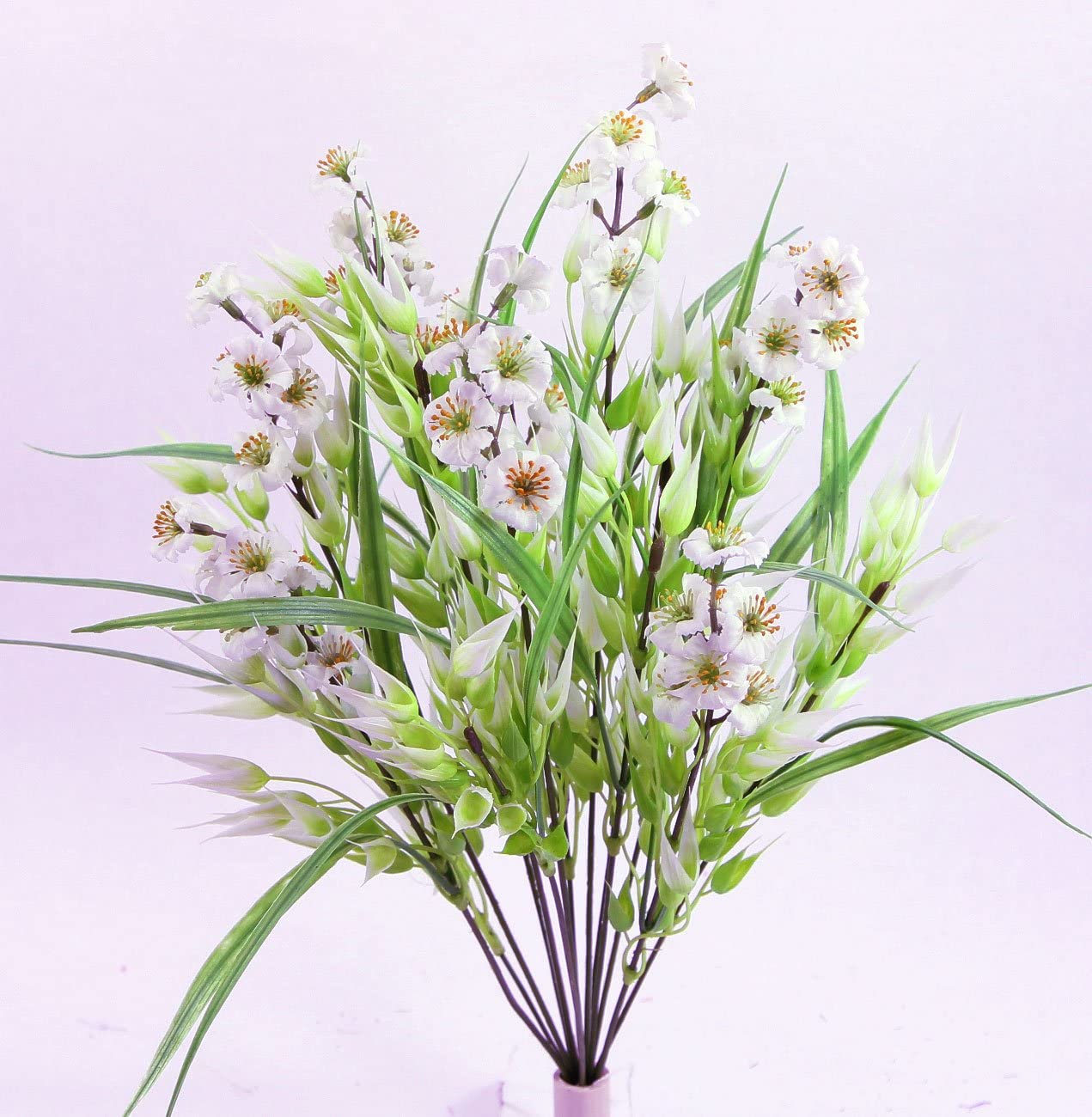Premium Artificial Phlox & Oats Mix Silk Flower Bush in Cream - Realistic Fake Floral Arrangement for Home Decor, Wedding Centerpieces, and Office Desk Decorations