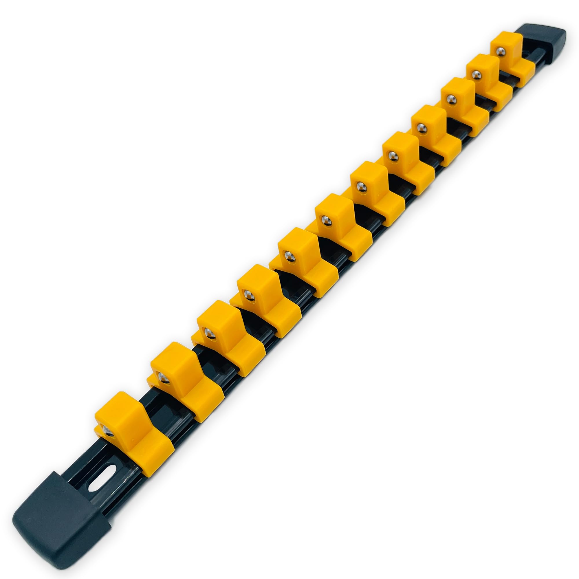 1/2-Inch, 3/8-Inch, 1/4-Inch Drive Socket Rail Holders - Yellow, Orange, Green for Tool Organization & Automotive Repair