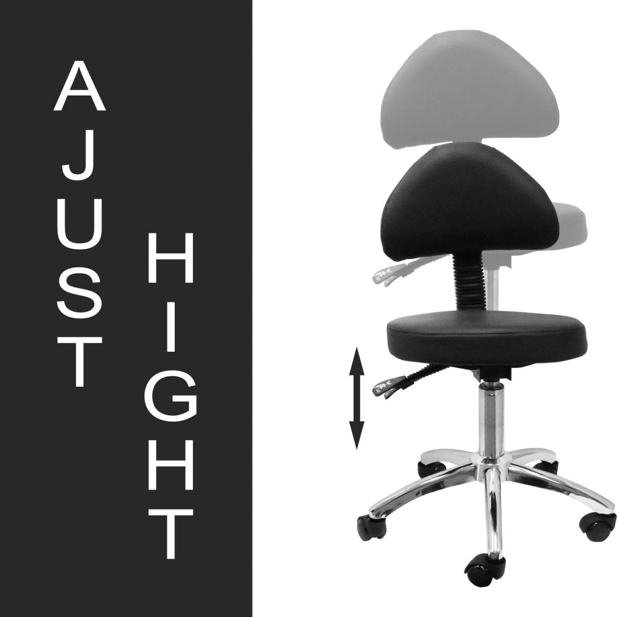 Premium Hydraulic Adjustable Height Rolling Stool with Backrest - Ergonomic Rolling Office Chair for Dentists, Lab Technicians & Salon Professionals (Model RSWB601/2) - Ideal for Medical Offices, Beauty Salons & Workshop Use