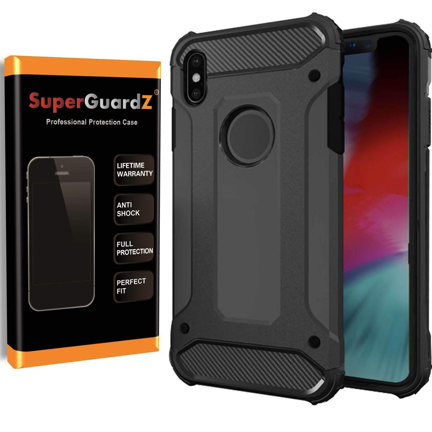 SuperGuardZ Heavy Duty Slim Shockproof Protective Case for iPhone Xs/iPhone X - Military Grade Armor Cover [Black] | Perfect for Outdoor, Travel & Everyday Protection