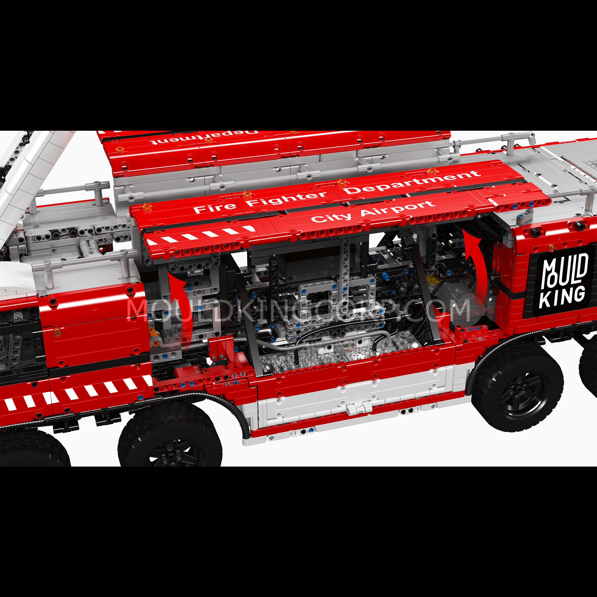 MOULD KING 19004S RC Pneumatic Airport Rescue Vehicle Building Set - 6,653 Piece STEM Toy for Adults & Kids | Remote Control Construction Model for Aviation Enthusiasts & Collectors | Perfect for Play, Display & Educational Scenes
