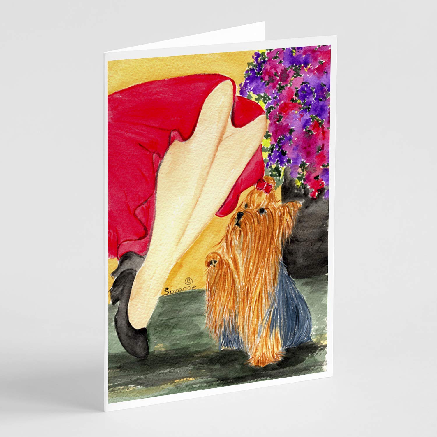 Lady with Her Yorkie Greeting Cards - Pack of 8 Blank A7 Note Cards (5x7) with Envelopes | Whimsical Dog Lover Stationery for Birthdays, Thank You Notes & Special Occasions