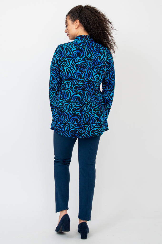Cindy Long Sleeve Blouse for Women - Soft & Comfortable Whirlpool Print Top - Perfect for Office, Casual Wear & Date Nights