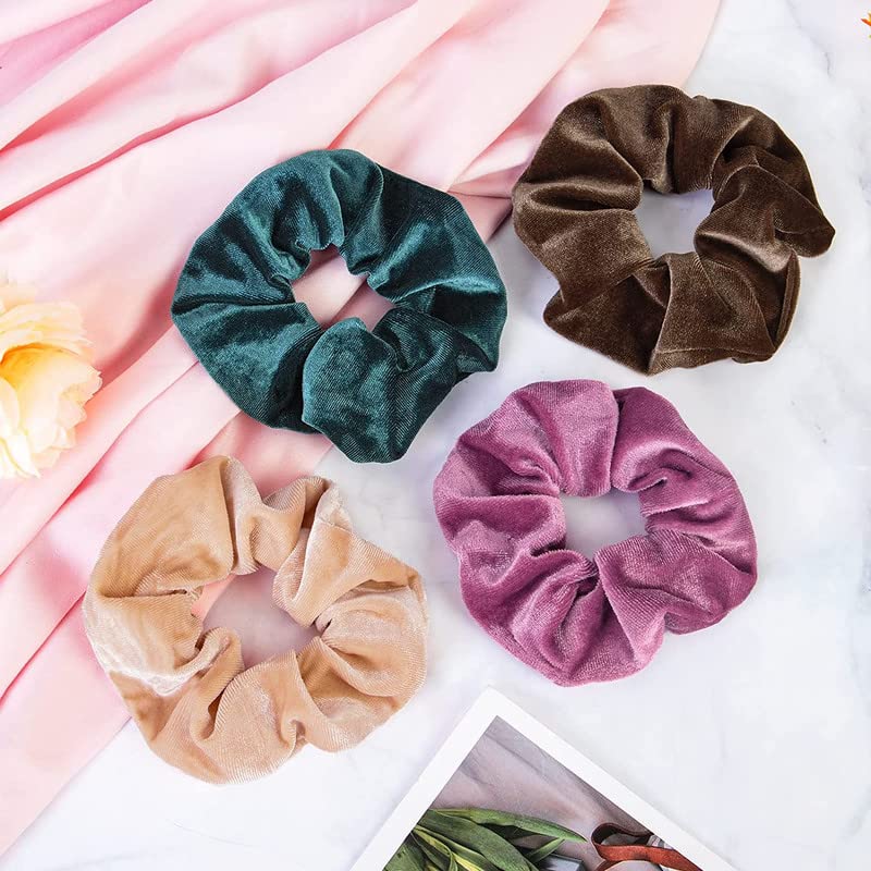 Belicia 12-Piece Velvet Hair Scrunchies - Soft Elastic Hair Bands for Women & Teen Girls (Multicolor) | Perfect for Valentine's Day, Christmas Gifts & Everyday Hair Accessories