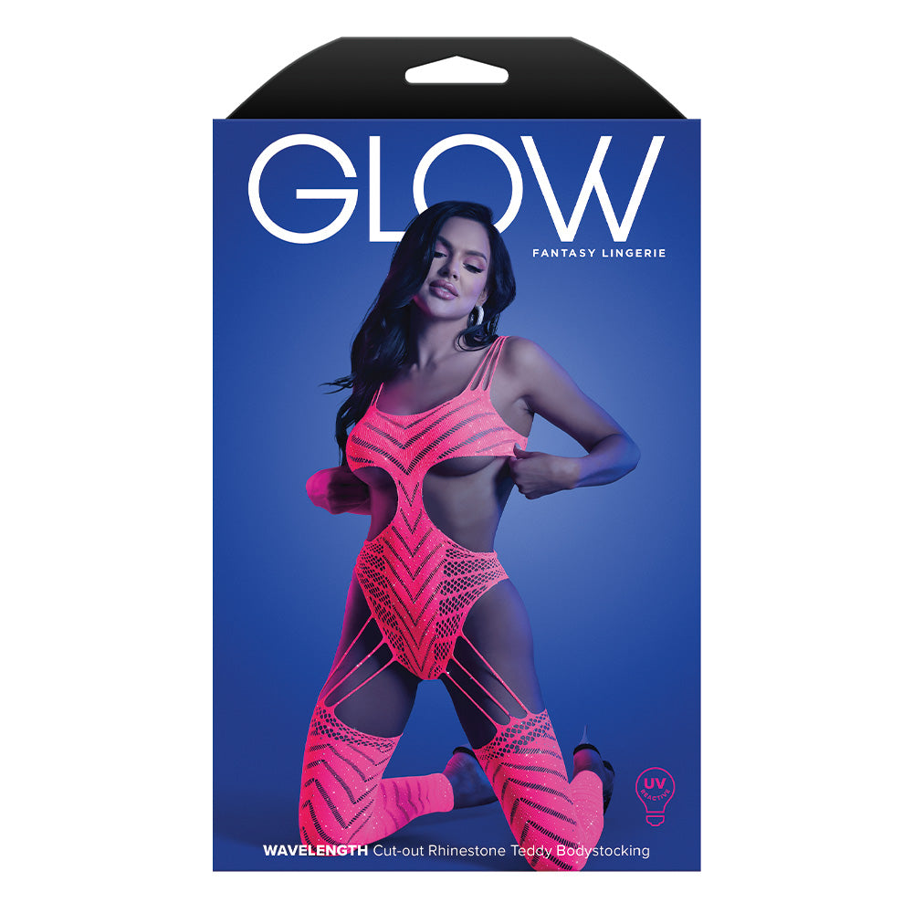 Fantasy Lingerie Glow Wavelength Rhinestone Cutout Bodystocking - Sexy Women's Lingerie for Nightwear, Valentine's Day & Special Occasions
