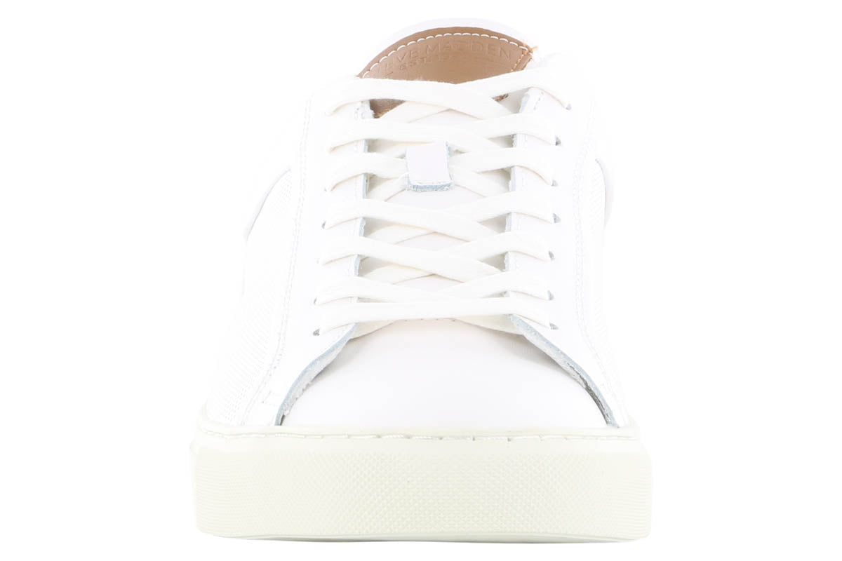 Steve Madden Finneas White Leather Sneakers for Men - Comfortable Casual Walking Shoes - Perfect for Daily Wear, Work & Travel