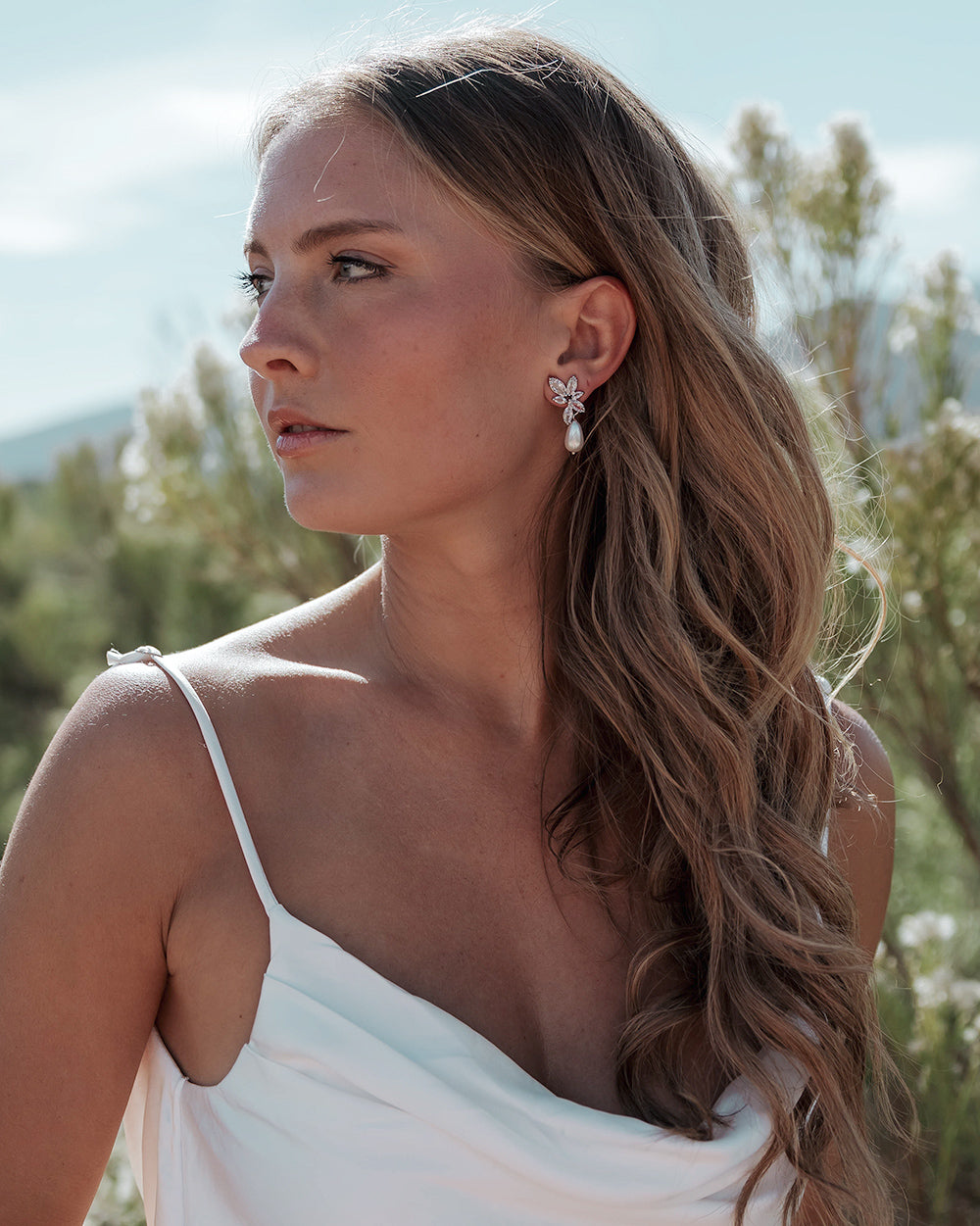 Mirabella Elegant Pearl Drop Earrings for Women - Sterling Silver Dangle Earrings for Wedding, Party & Special Occasions