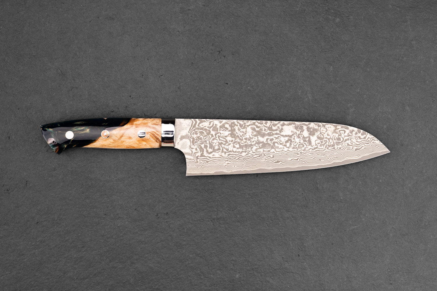 Takeshi Saji R2 Black Damascus Western Santoku Knife 165mm - Premium Japanese Kitchen Knife for Professional Chefs & Home Cooking, Perfect for Slicing, Dicing & Chopping Vegetables, Meat & Fish