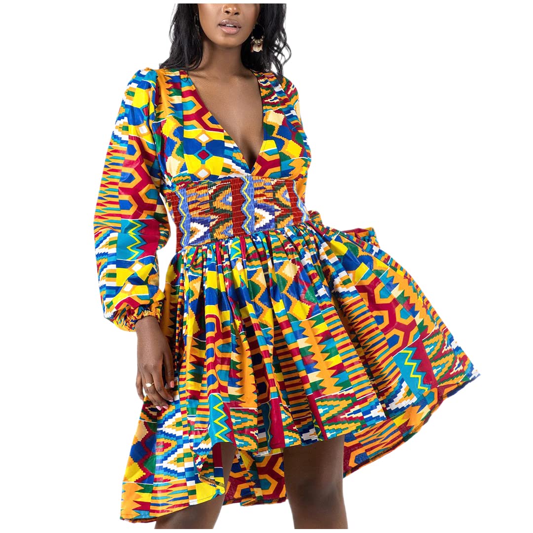 Liliam Women's African Print Dashiki Floral Maxi Dress - High Waist Party Cocktail Dress for Women | Perfect for Weddings, Beach Vacations & Cultural Events