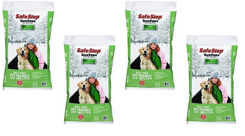 56720 Sure Paws Pet-Safe Ice Melter - 20-Pound Bag (4 Pack) | Fast-Acting, Non-Toxic Ice Melt for Driveways, Sidewalks & Steps | Safe for Pets & Concrete Surfaces
