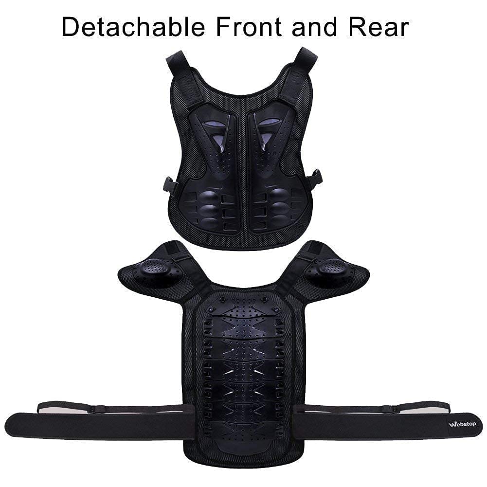 Webetop Dirt Bike Body Armor Vest - Chest & Spine Protector for Kids & Adults (Size L) - Impact Protection for Dirt Biking, Motocross, ATV Riding & Snow Skiing