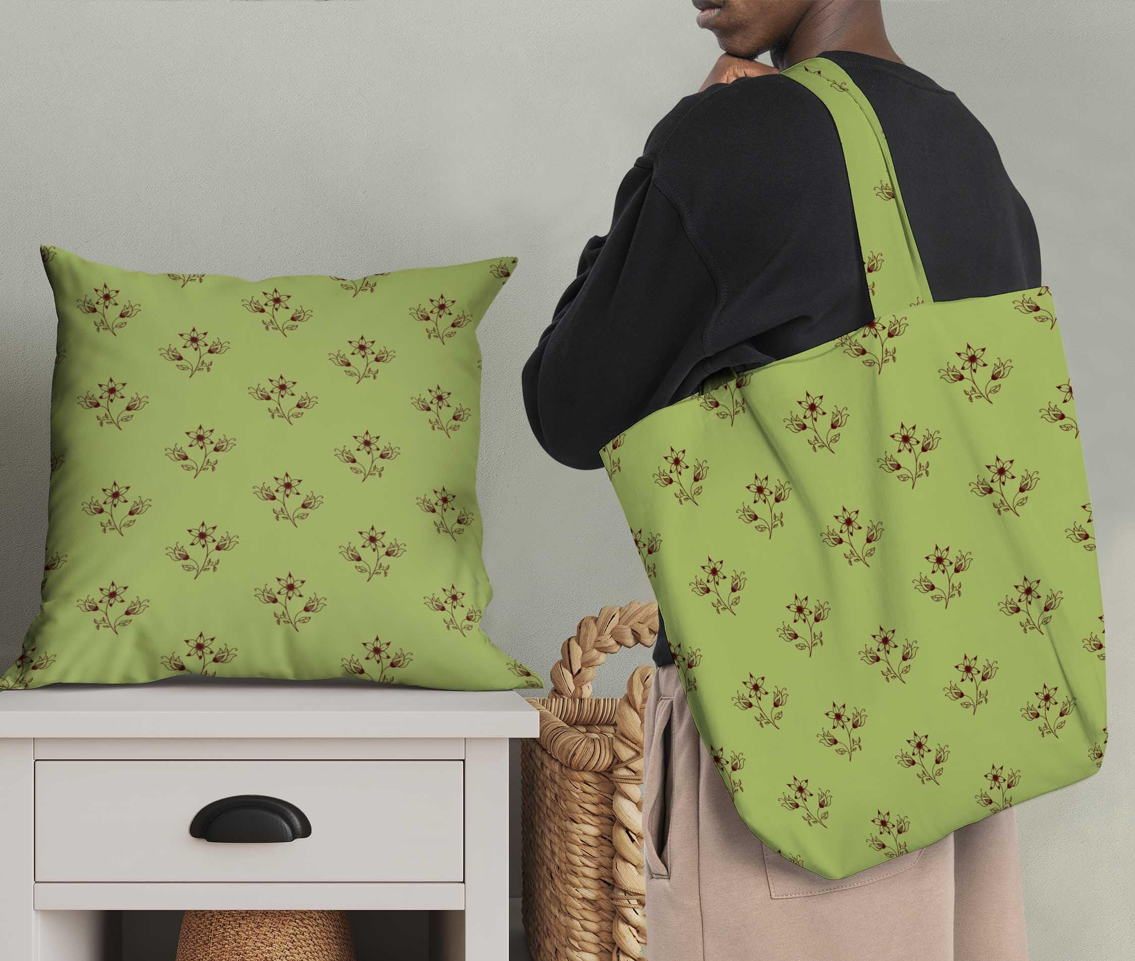 Soimoi Moss Green Georgette Fabric by The Yard - 42 Inch Wide Printed Floral Leaf Design - Elegant Lightweight Fabric for Dresses, Scarves, Curtains & DIY Fashion Projects
