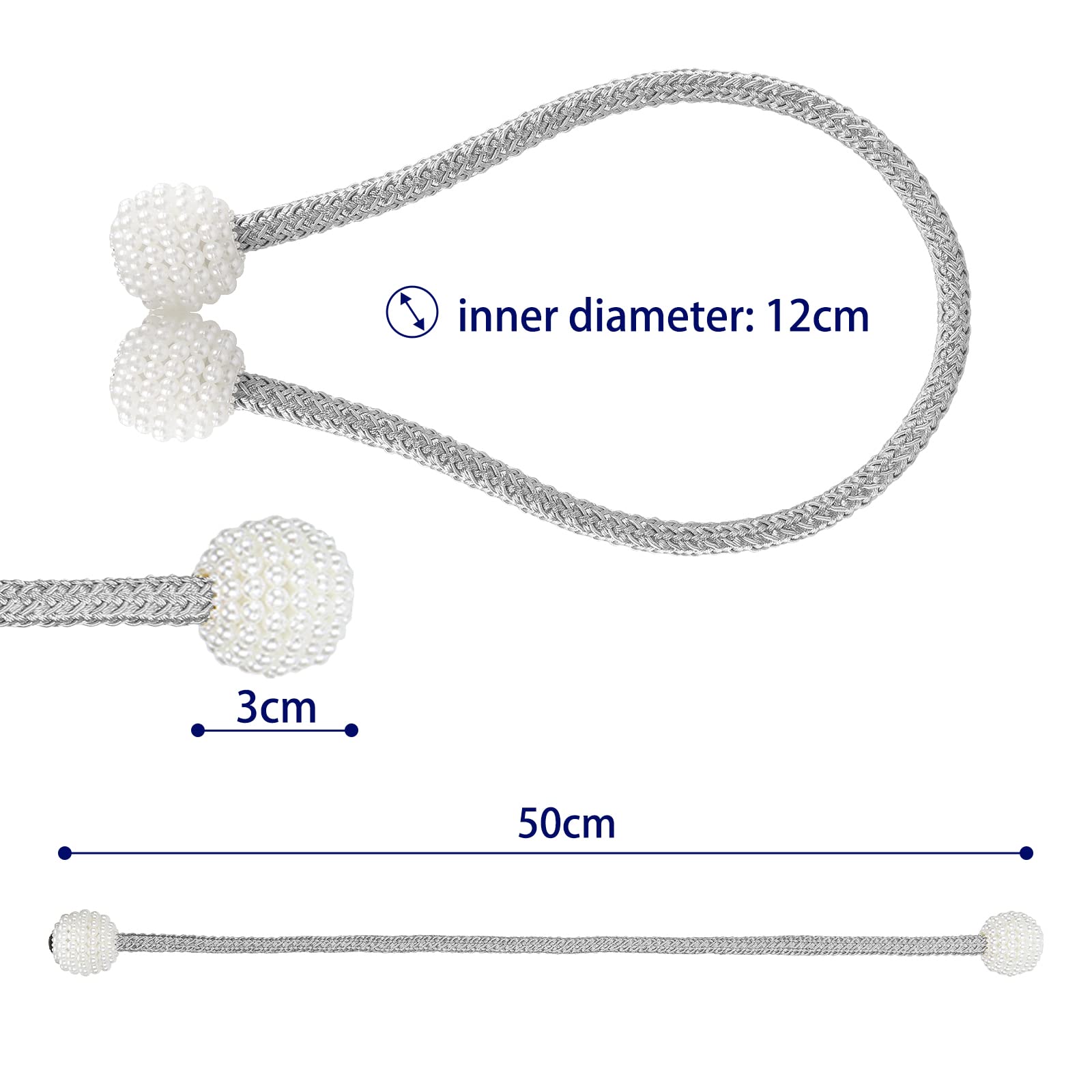 8 Pack Magnetic Curtain Tie Backs with Pearls - Elegant Modern Curtain Holdbacks for Drapes, Sheer & Blackout Curtains - Perfect for Home, Office, Kindergarten Decor (Indoor/Outdoor Use)