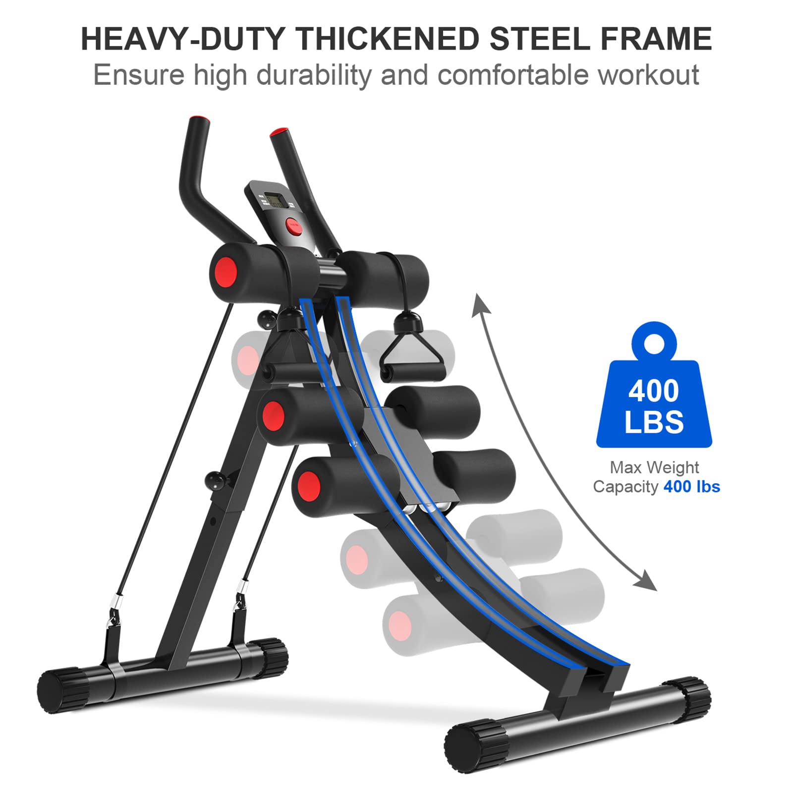 COSTWELL Adjustable Ab Machine for Core Strength Training - Foldable Abdominal Workout Equipment with 2 Resistance Bands for Home Gym | Perfect for Stomach Toning & Waist Training Exercises